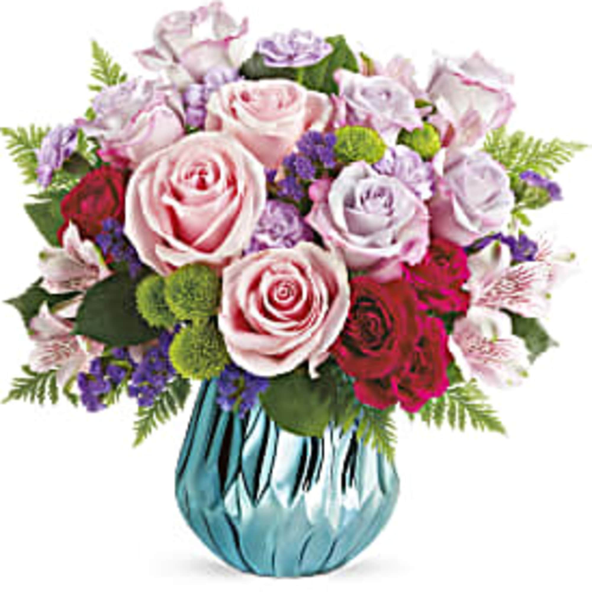 Make a glamorous statement with this sweet pop of pink roses, artistically