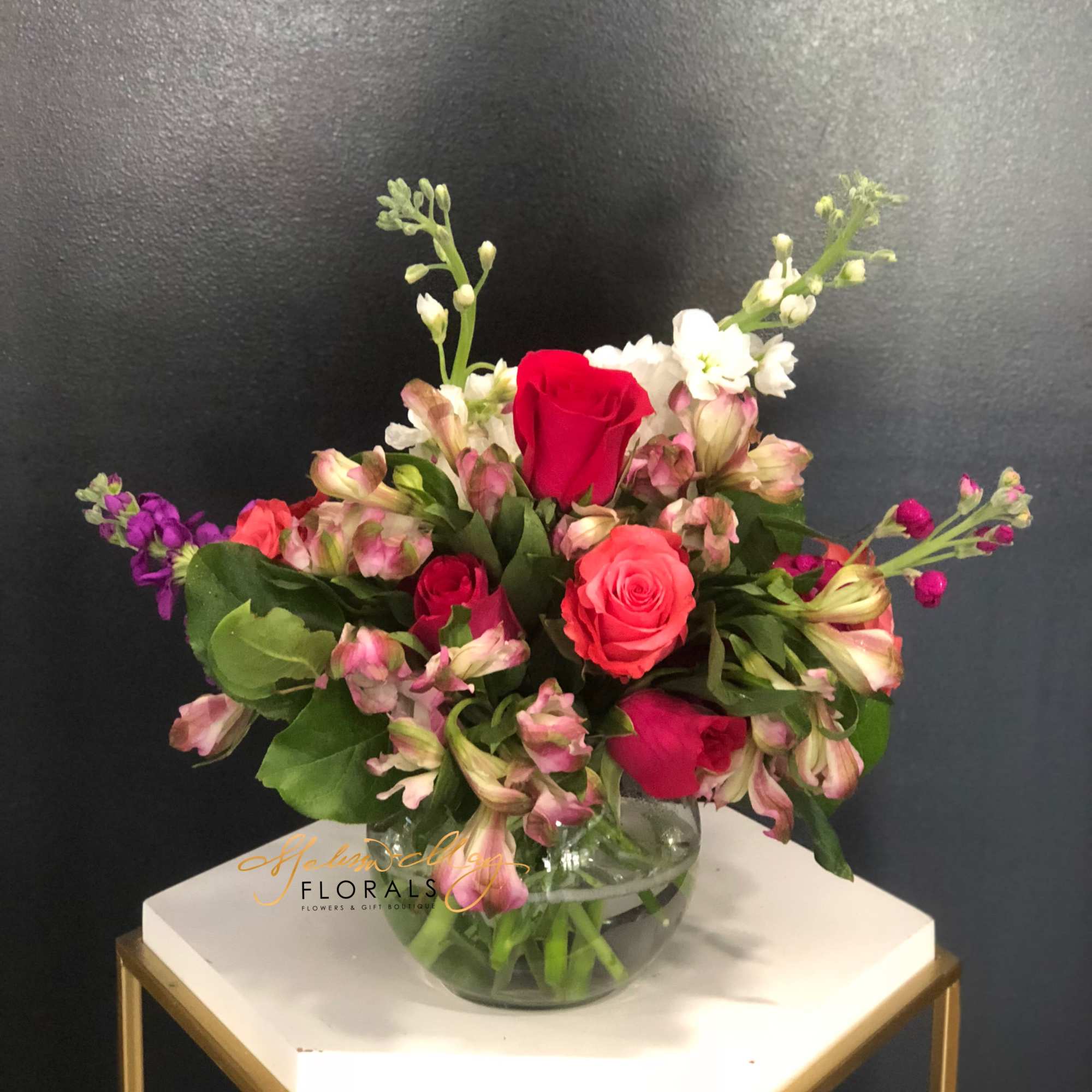 A pretty small arrangement for any girl to enjoy. A small piece