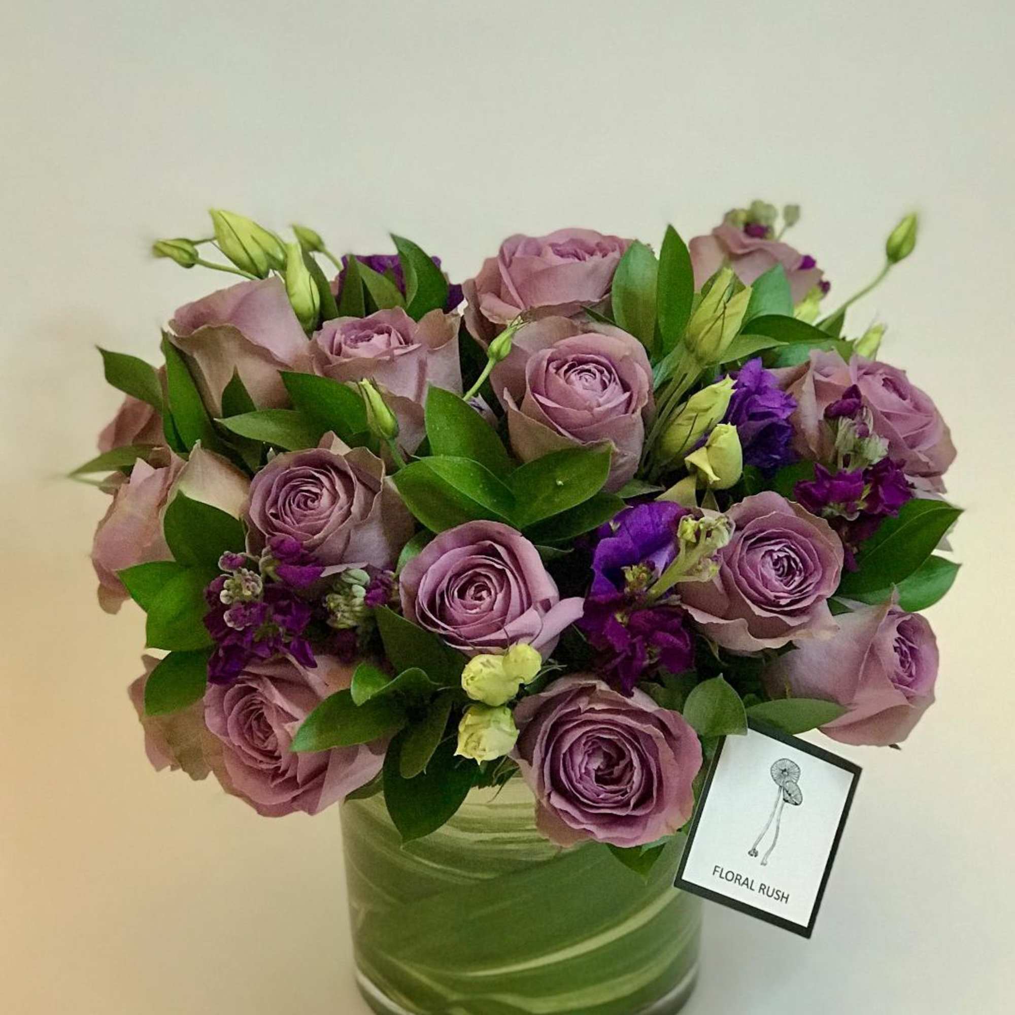 For the person that loves purple:  purple roses, purple lisianthus, stock