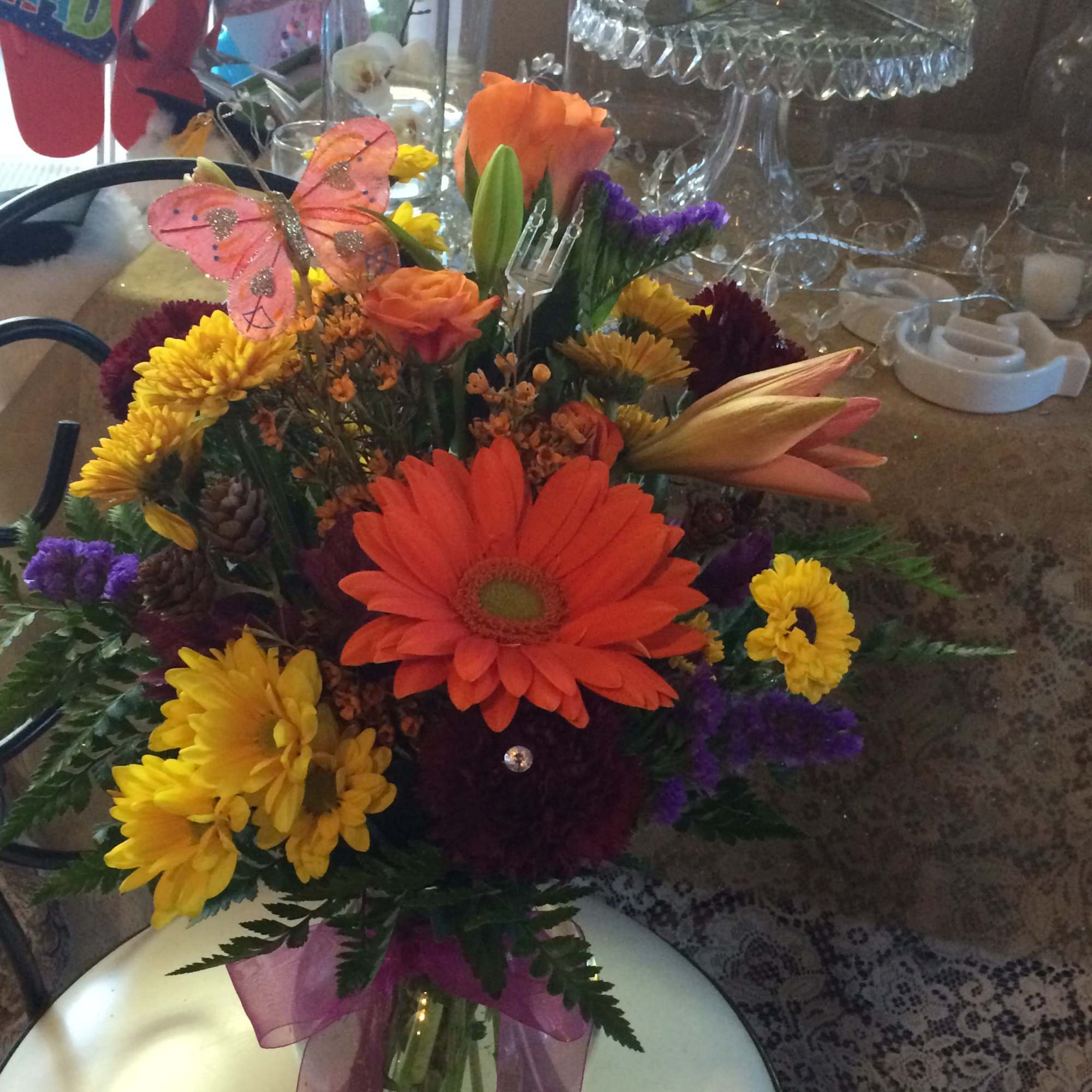 Iris, tulips, gerber daiseys, daffodils,poms and roses Iris, tulips, gerber daiseys, daffodils,poms and roses