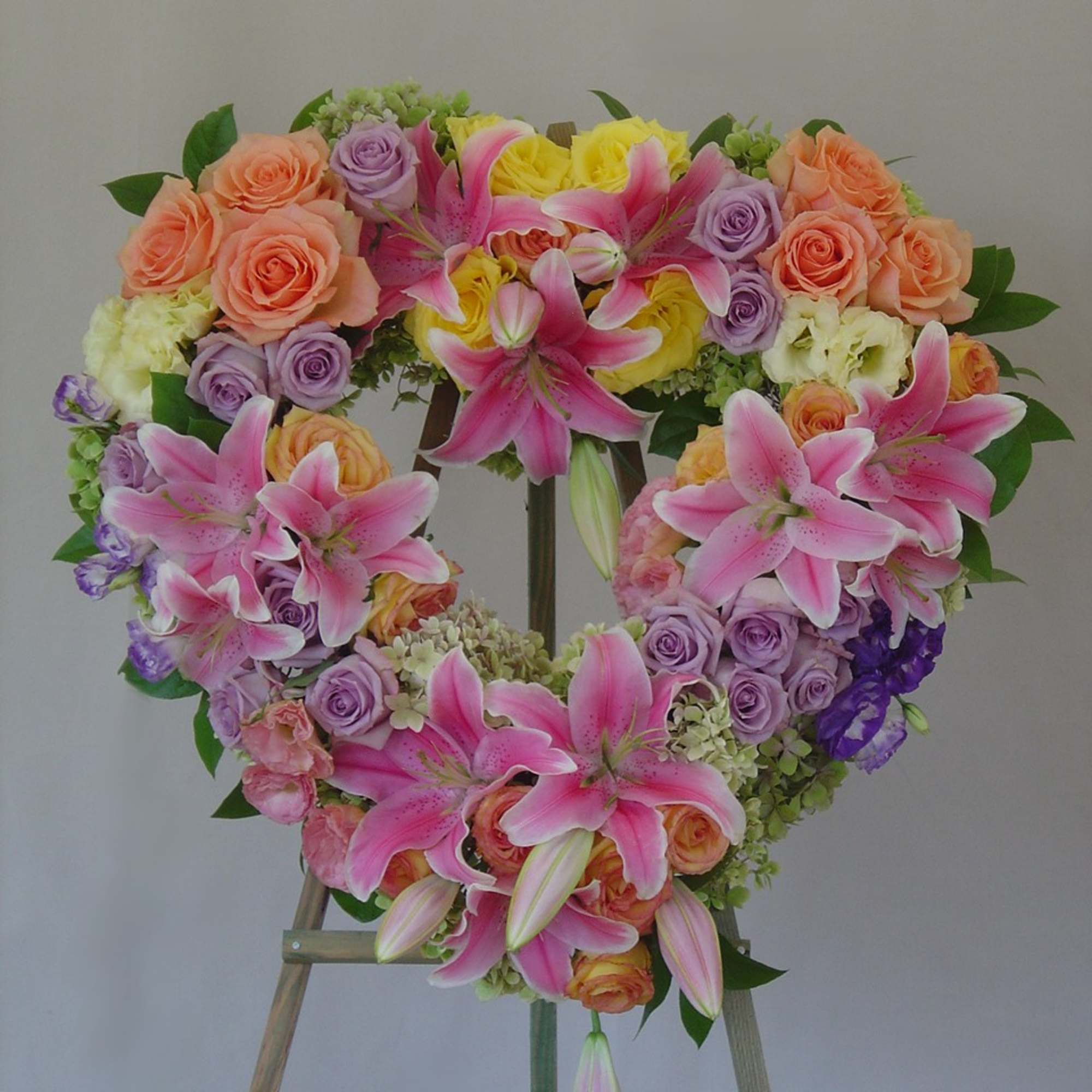 Pastel colors, mix of roses, lilies, hydrangeas, lisianthus.  Please see more Pastel colors, mix of roses, lilies, hydrangeas, lisianthus.  Please see more