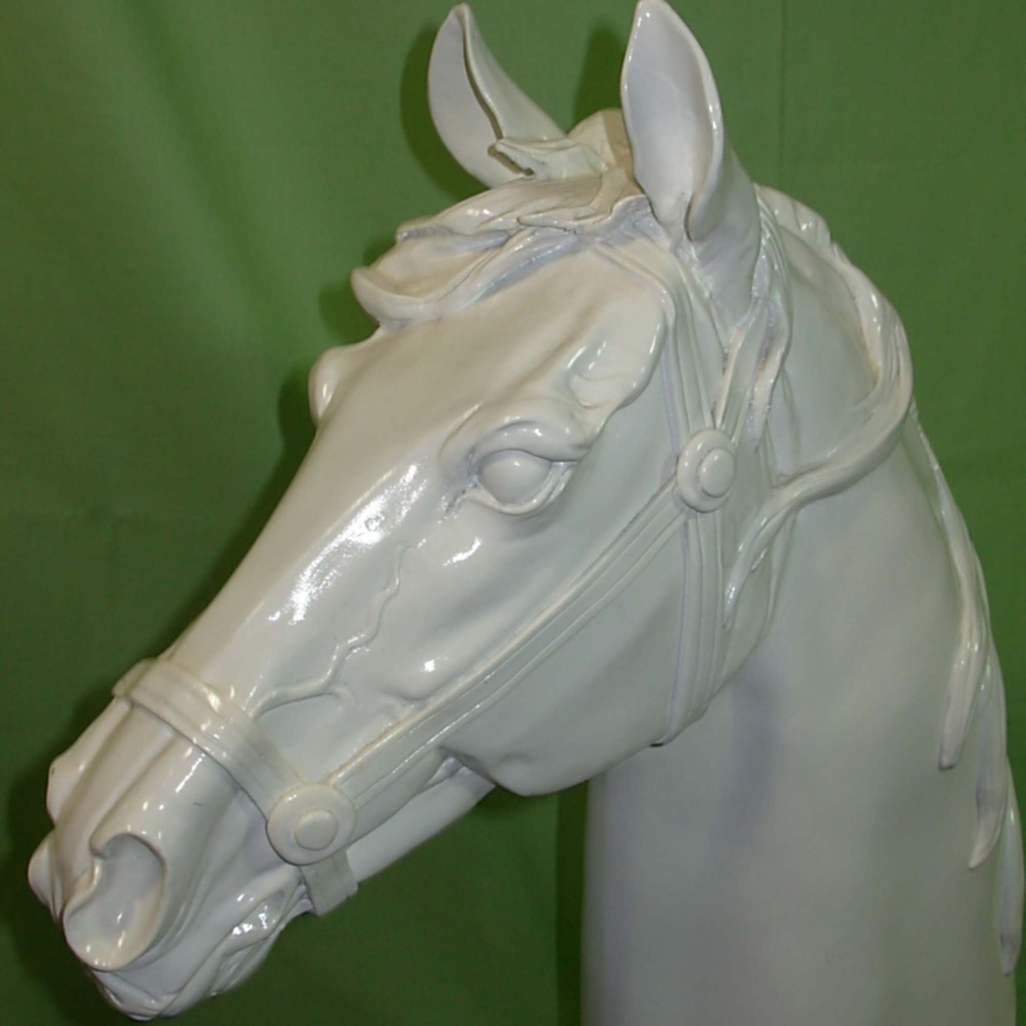 This large,  white HORSE HEAD STATUE is a large and very