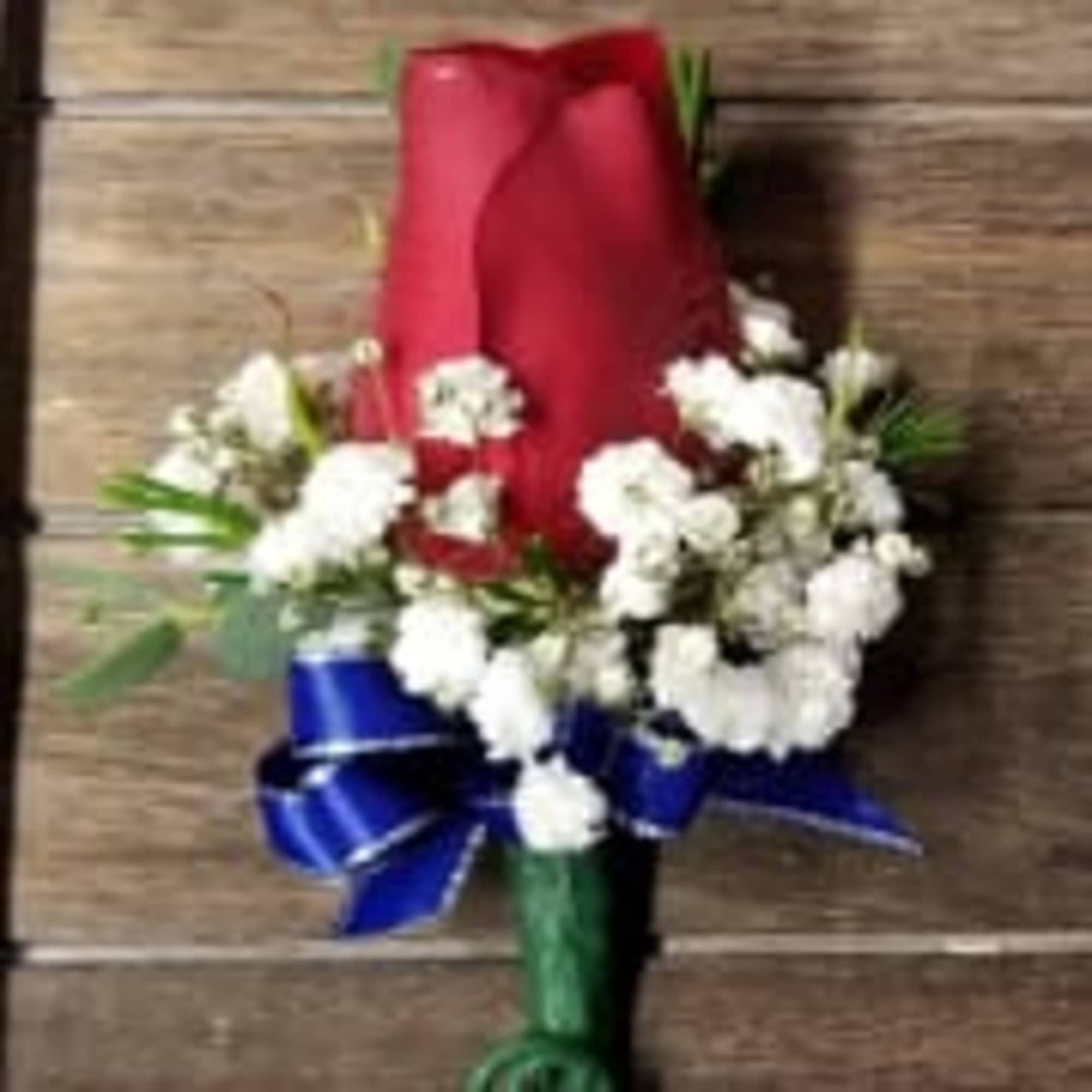 Rose Boutonni&egrave;re *Choose your color of rose and ribbon.