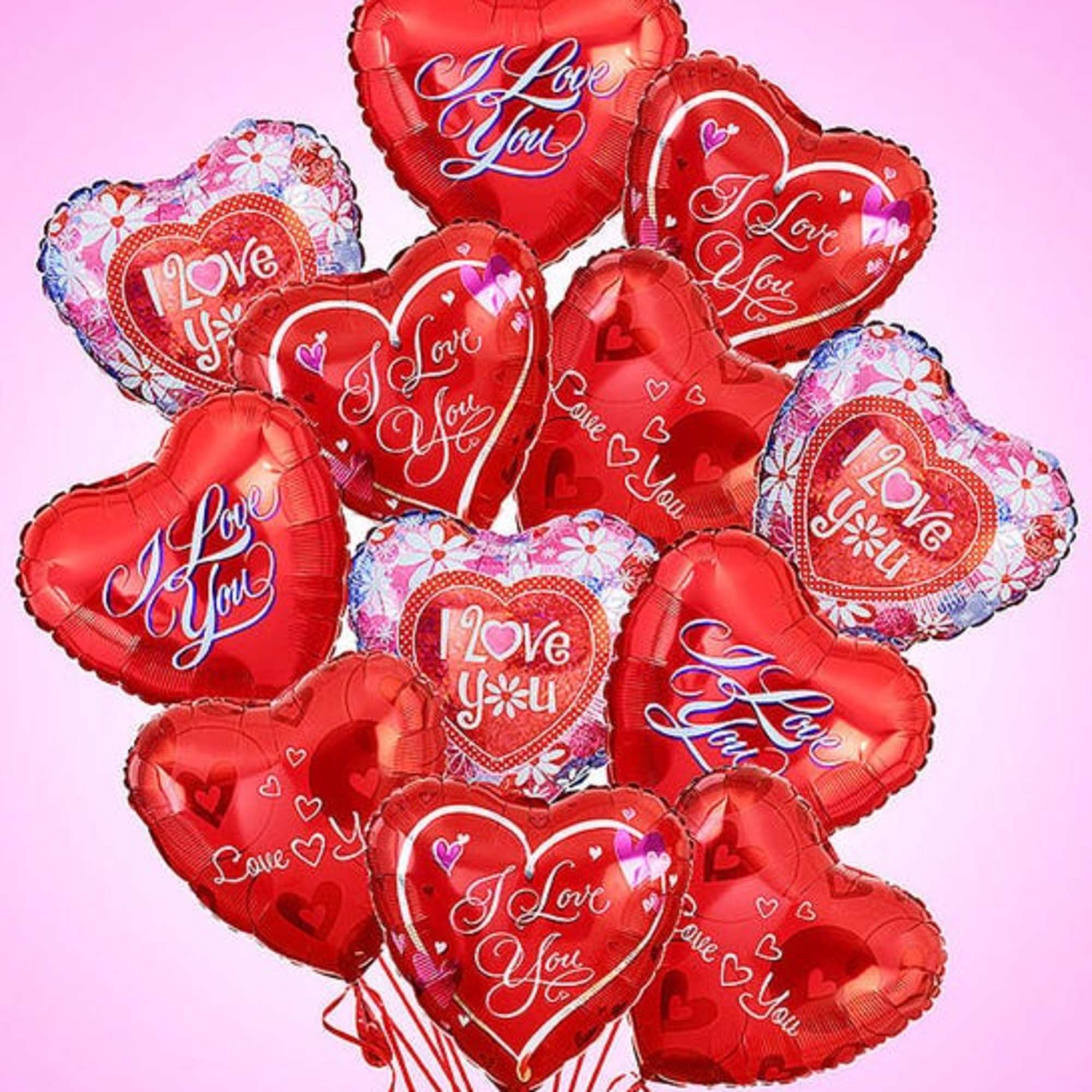 Give your special love a lift with this amorous assortment of helium-filled