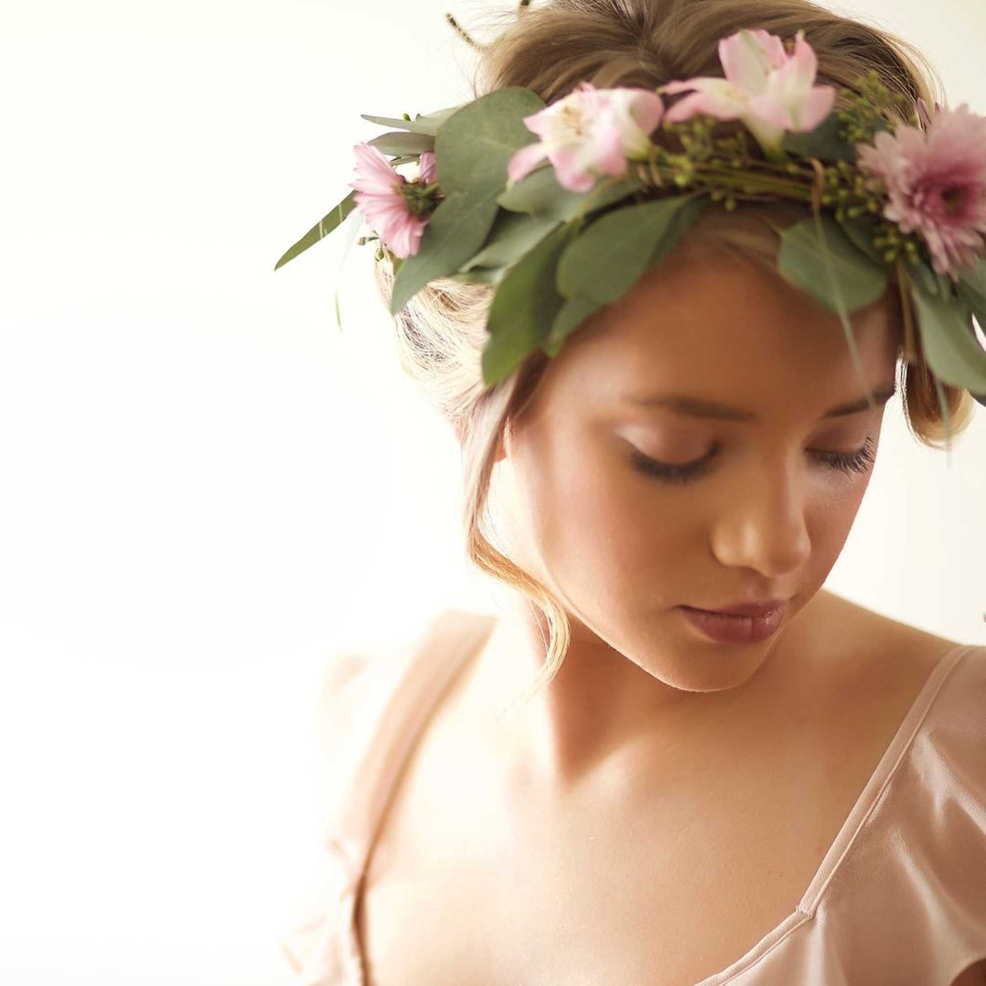 We create beautiful flower crowns with assorted foliage and flowers to match