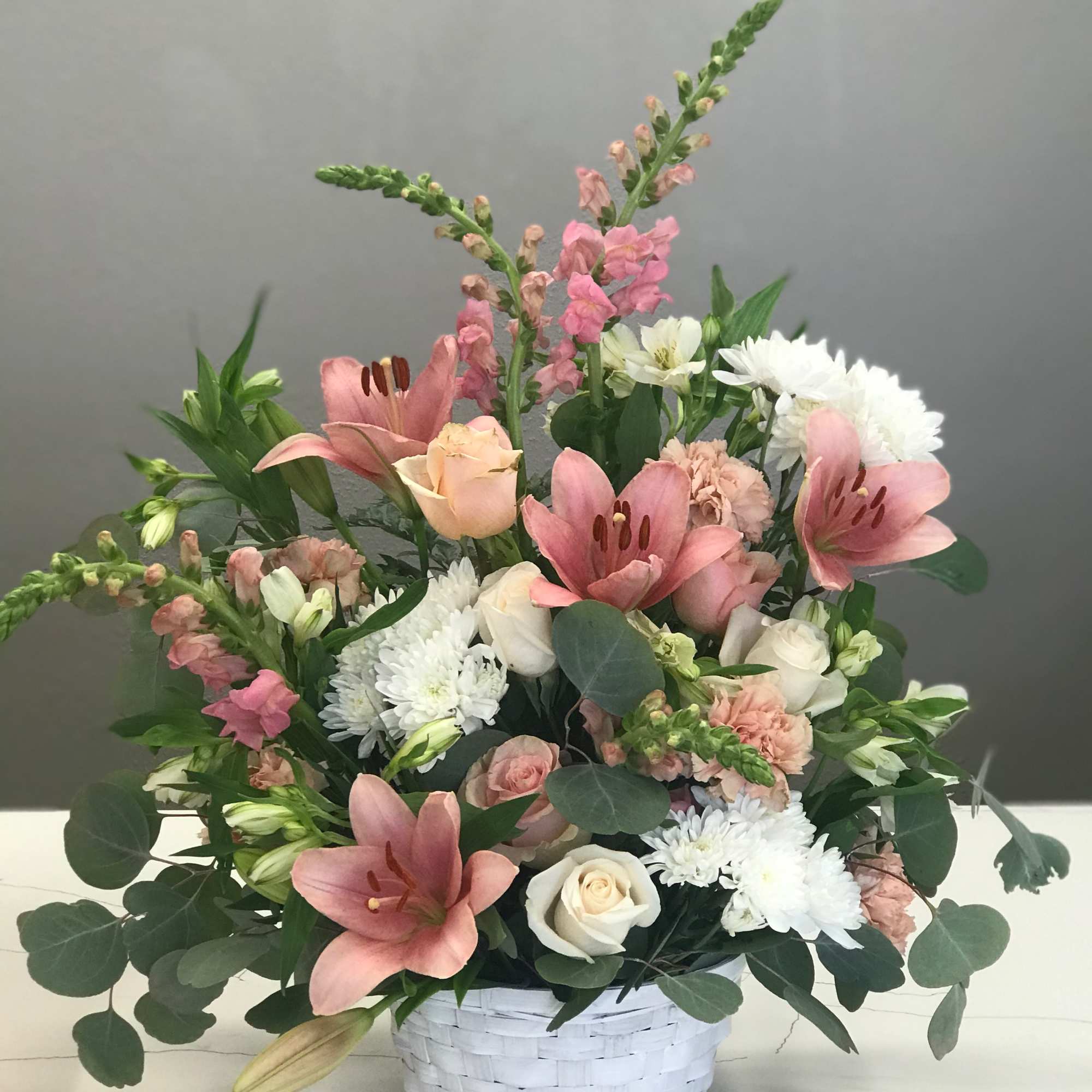 This blush basket is sending love and light to those in your