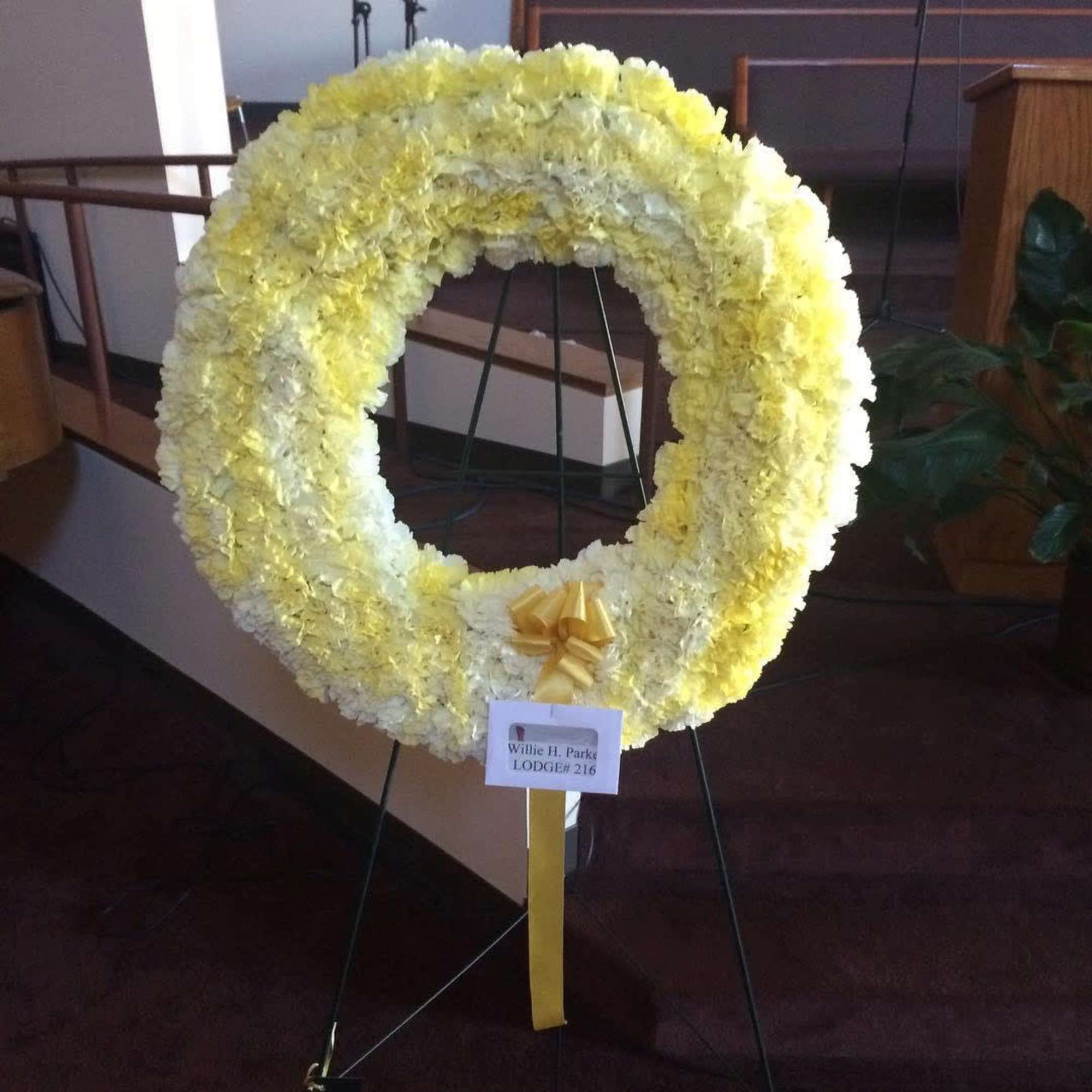 Twenty inch wreath filled with carnations