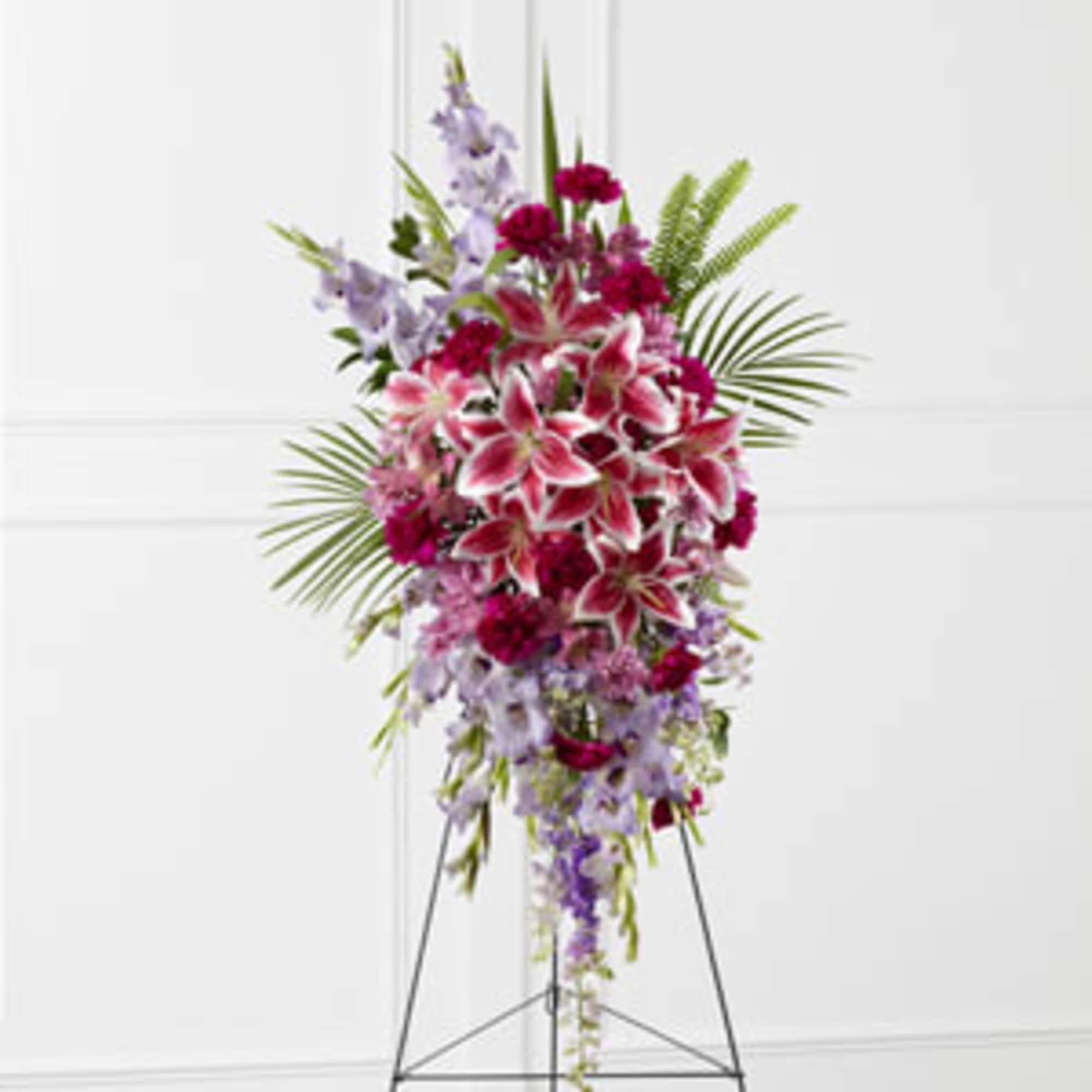 The FTD&reg; Tender Touch&trade; Standing Spray creates an elegant display of beauty