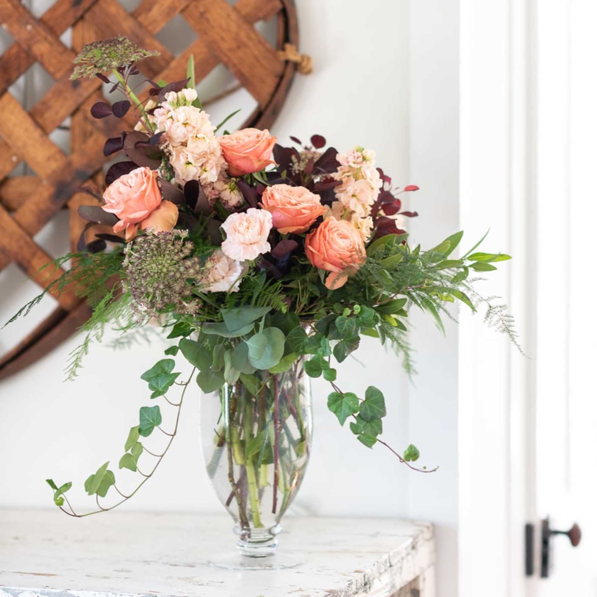 Beautiful fall oriented arrangement with rich moody tones.  