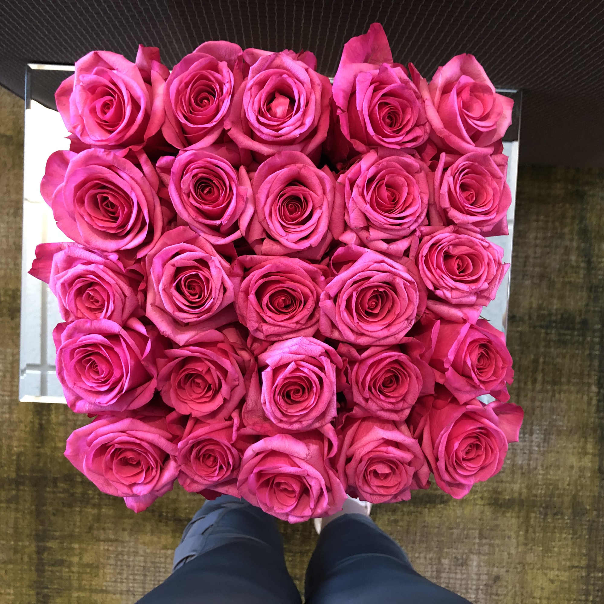 The modern way of giving roses. 

Best color matched box will be