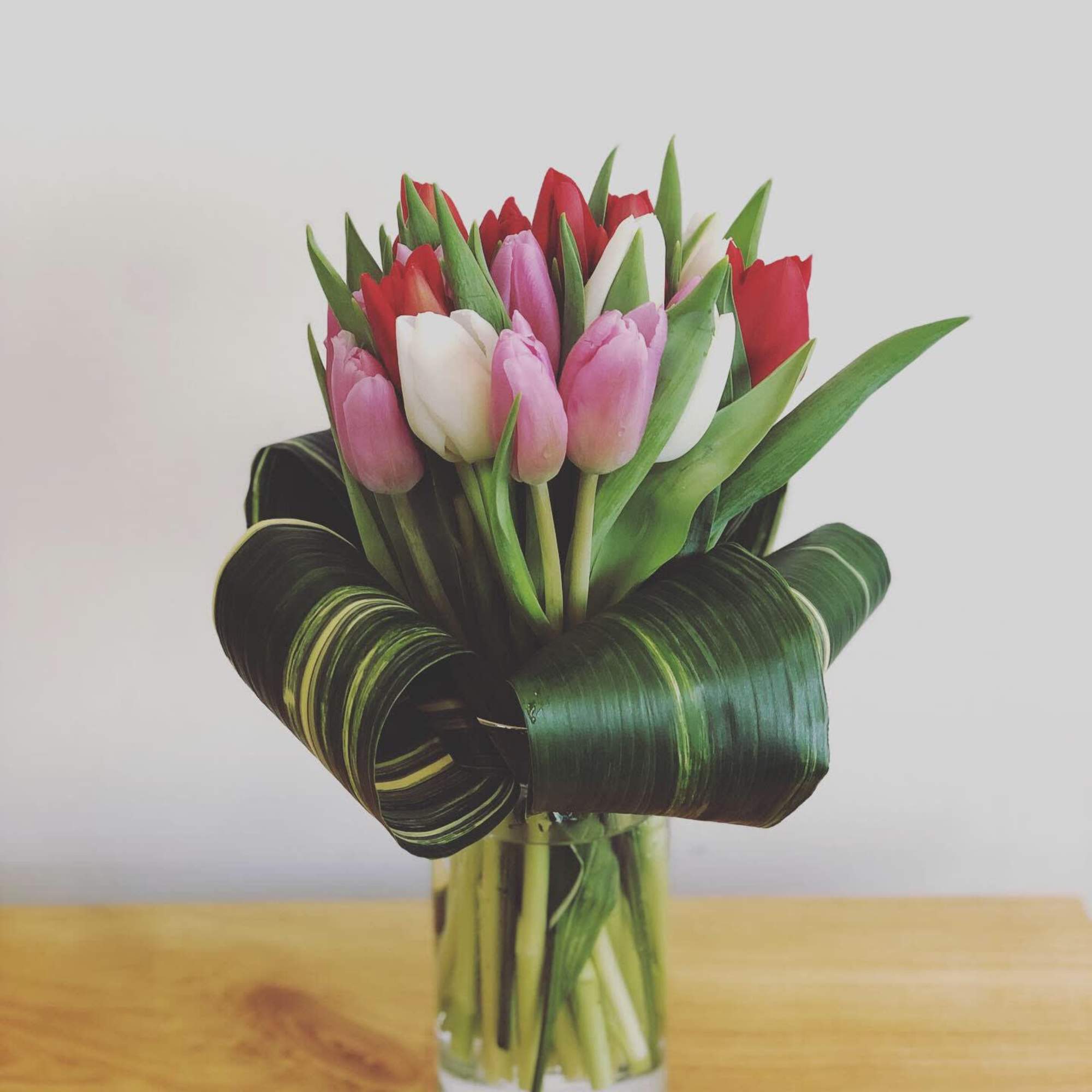Tulips are placed in a beautiful, elegant and unique way. 

If no