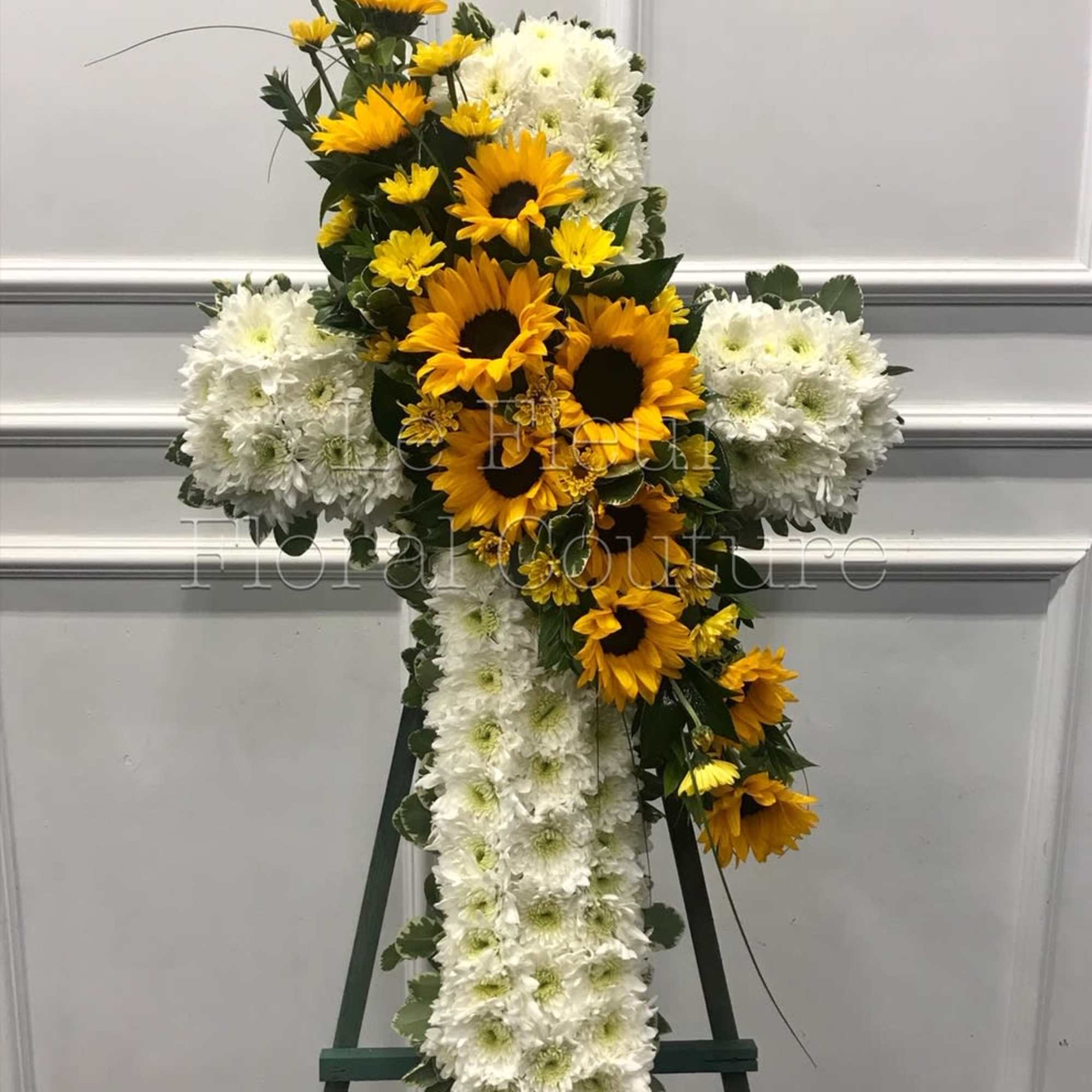 Sunflower Sympathy Cross in Santa Fe Springs, CA | Le Fleur Floral