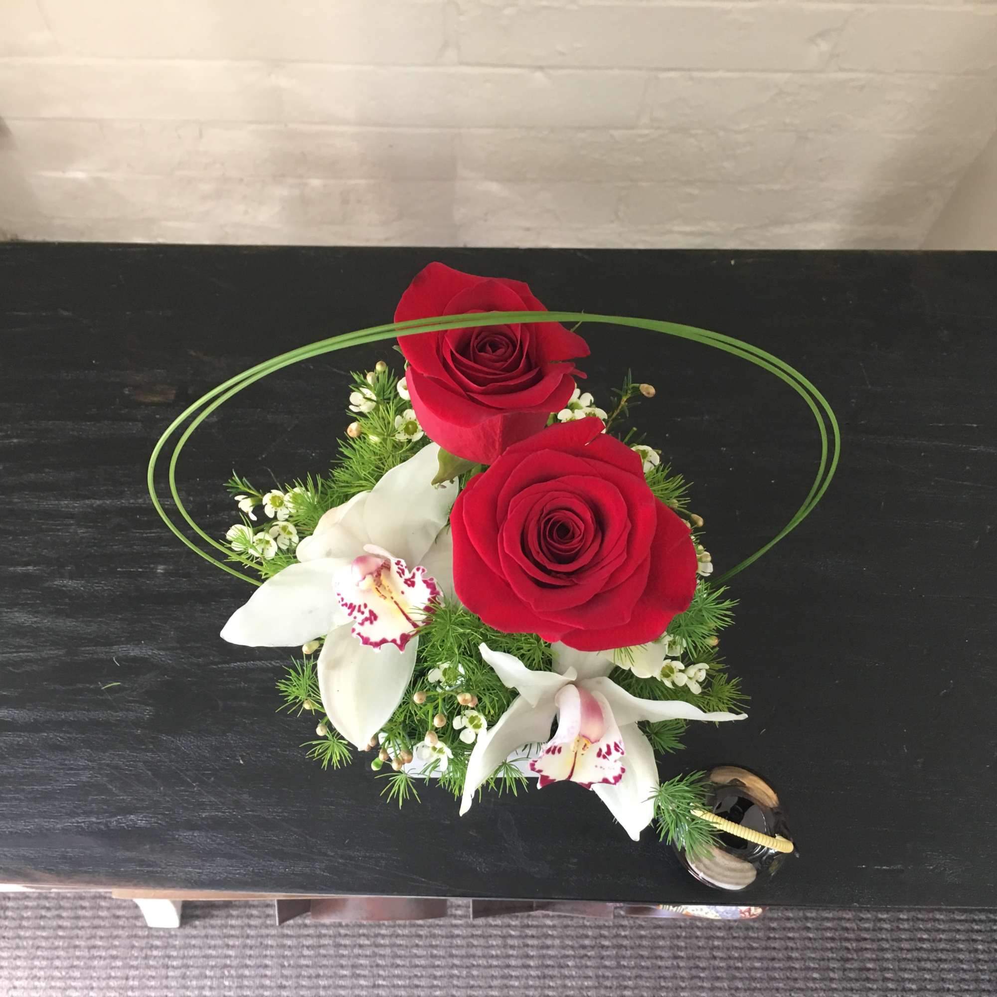 Dimensions:  13H x 5L x 5W  Classic Roses, Orchids, Wax