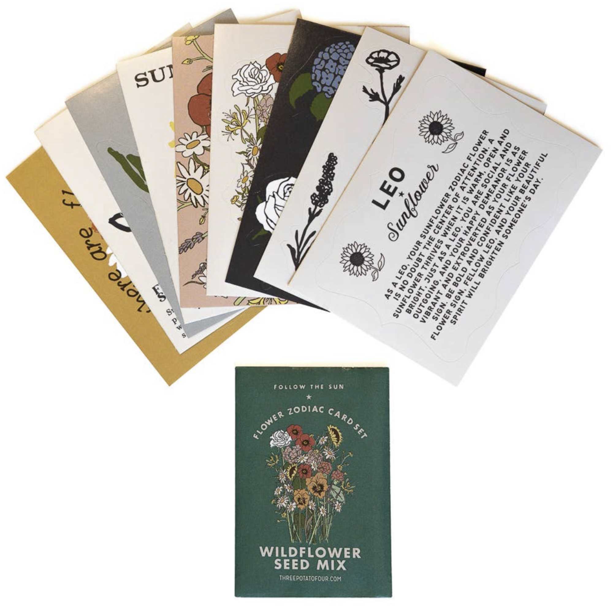 Inspired by vintage collectible trading card sets, our Flower Zodiac Sticker Card