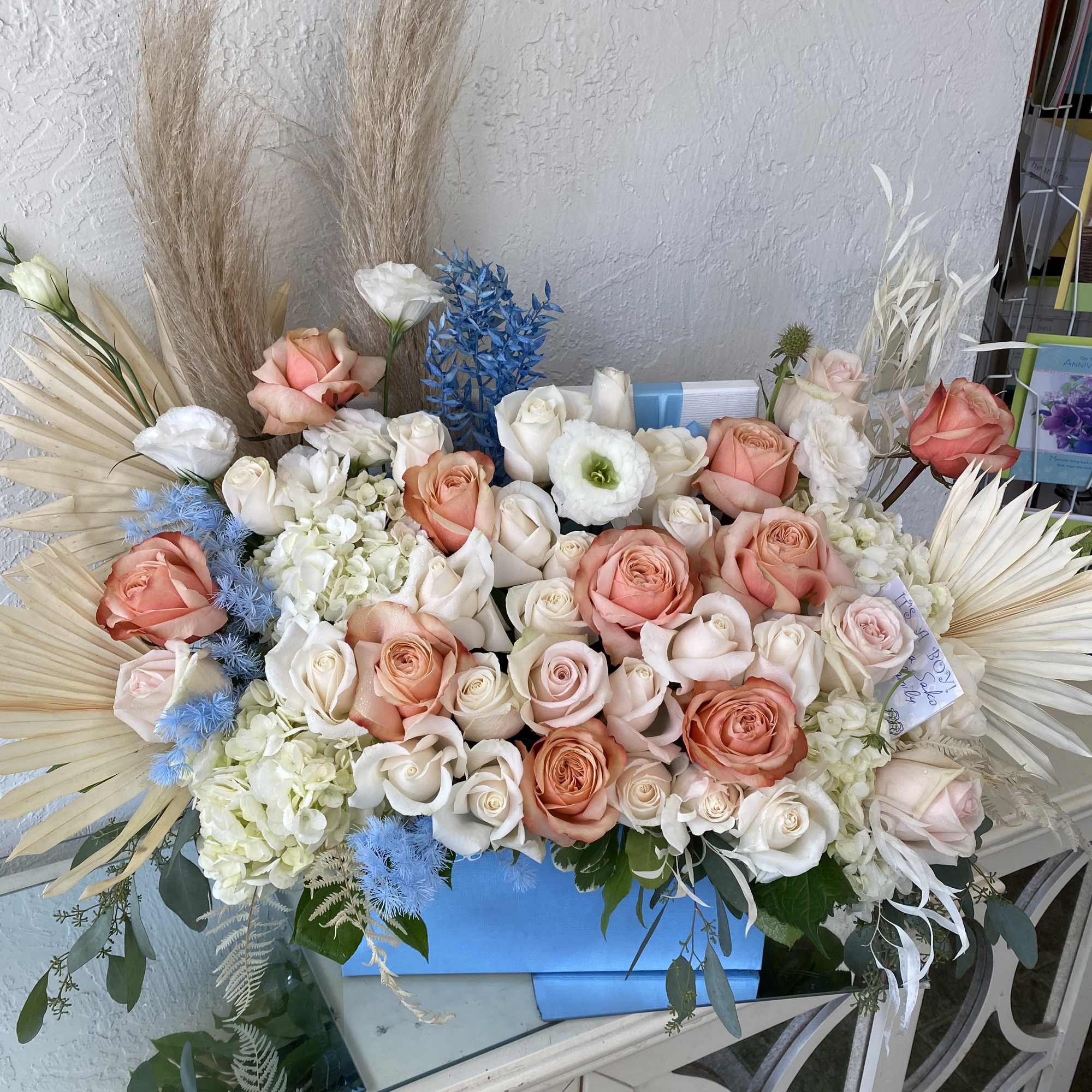 Roses hydrangea dried flowers Renanculus mixed florals