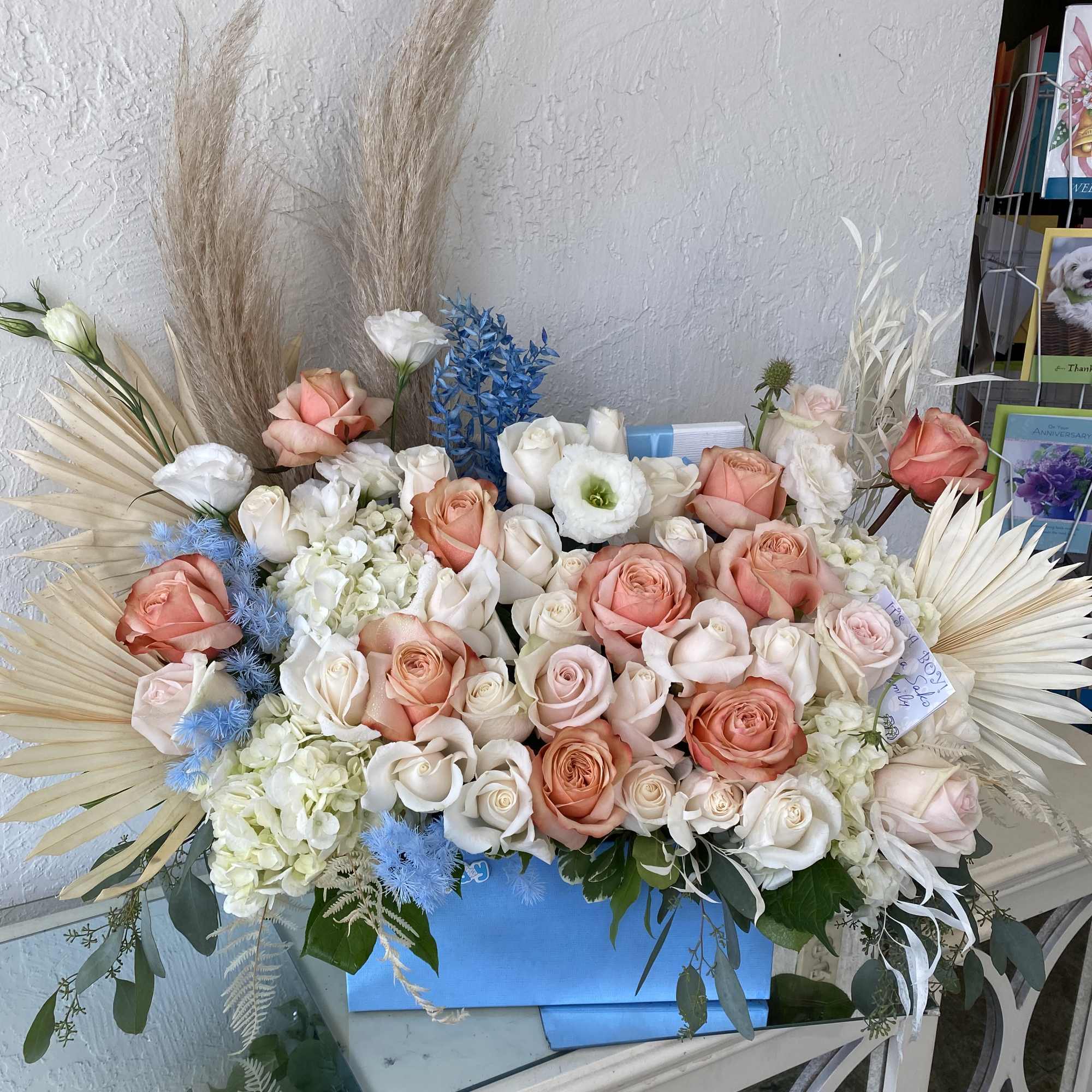 Roses hydrangea dried flowers Renanculus mixed florals