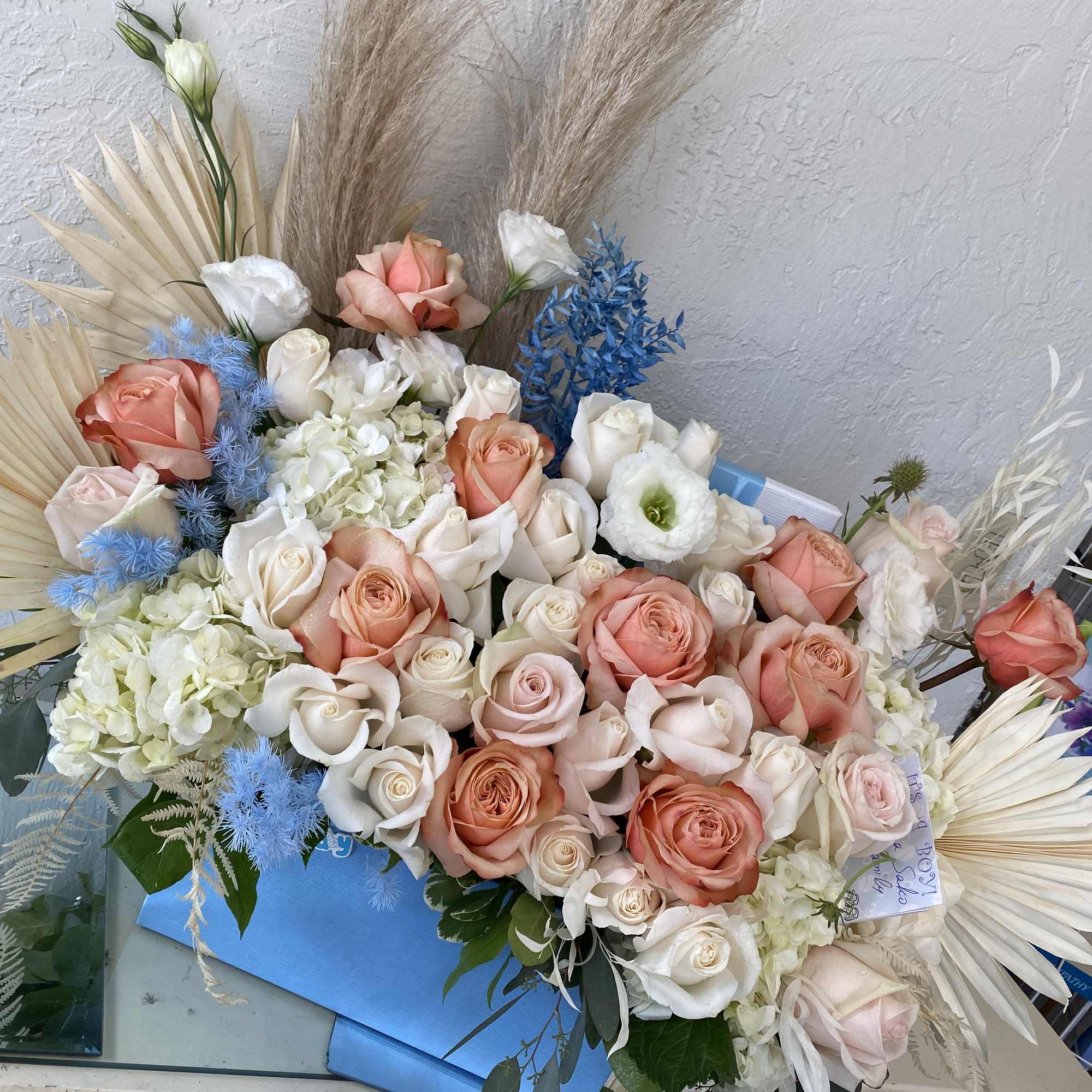 Roses hydrangea dried flowers Renanculus mixed florals