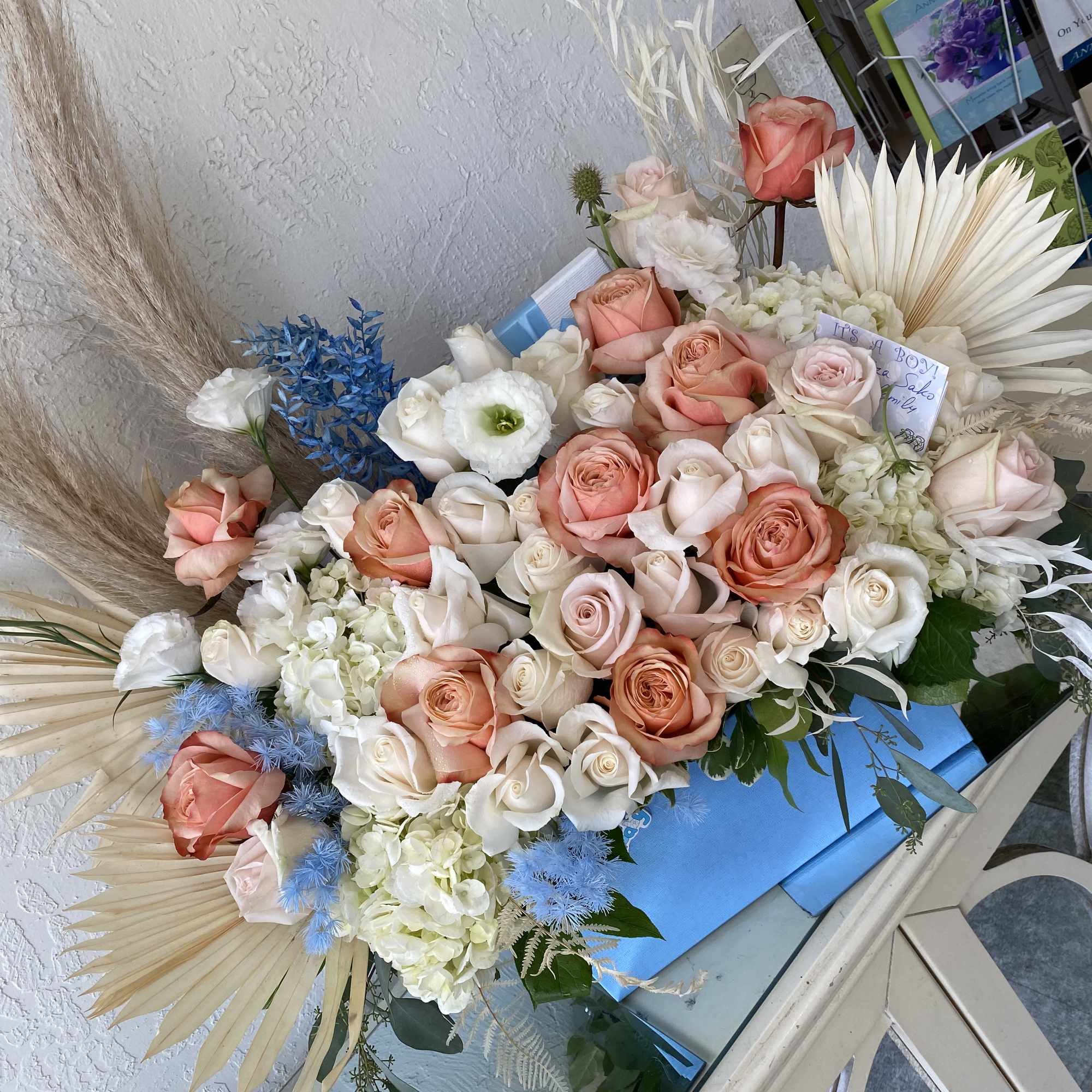 Roses hydrangea dried flowers Renanculus mixed florals