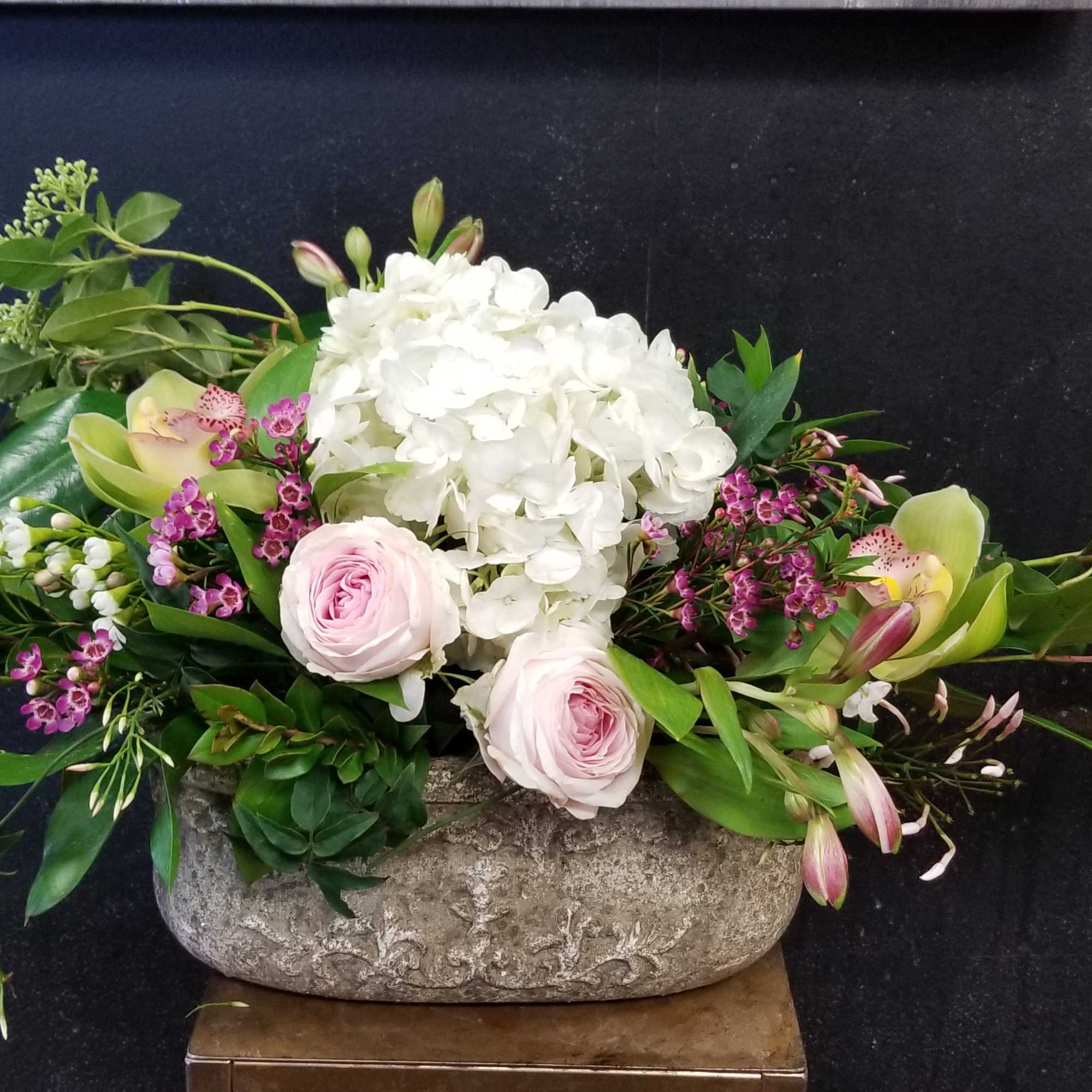 Mixture of a beautiful soft,pastel colors of flowers and foliages, filled in