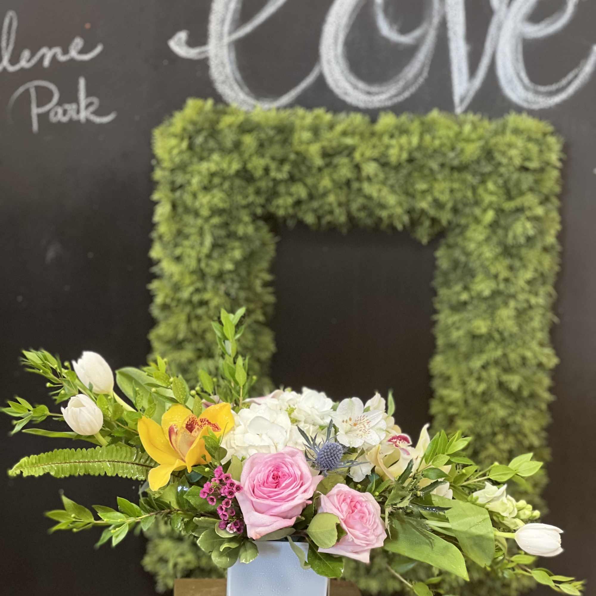 Mixture of a beautiful soft,pastel colors of flowers and foliages, filled in