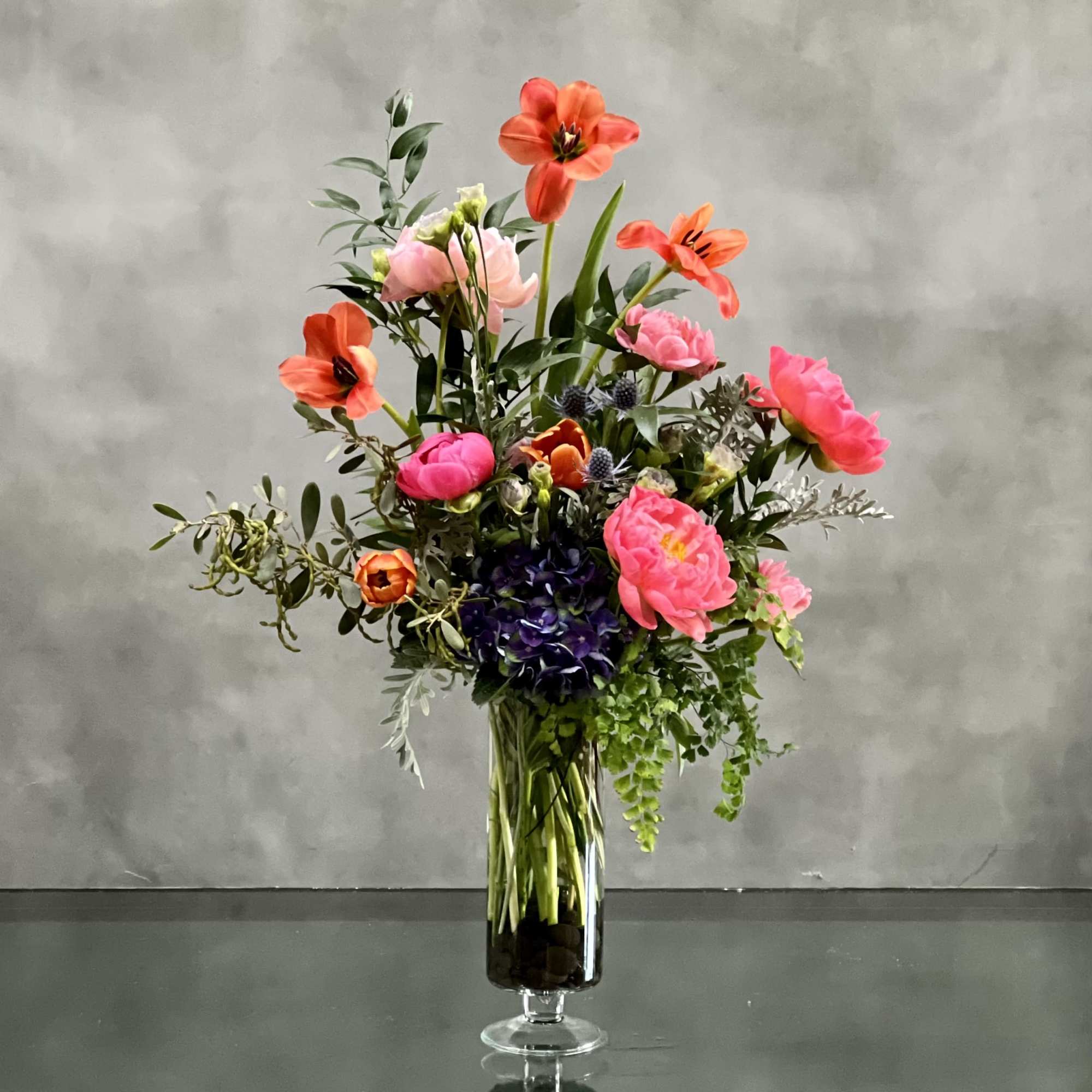 Fabulously faceted to catch anyone&#039;s eye! Bursting with  peonies, Tulips, and