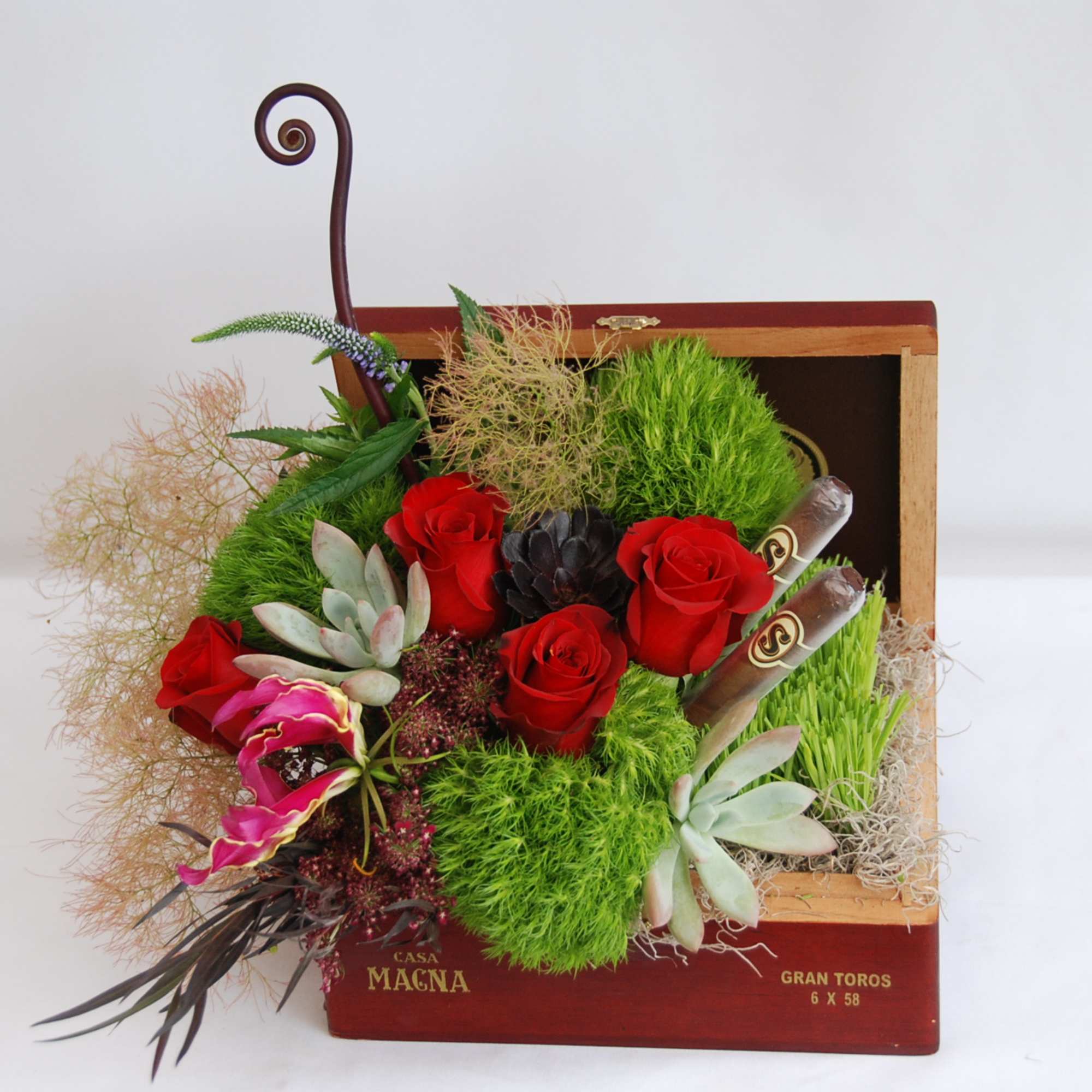 For our cigar lovers we created an arrangment in cigar box with For our cigar lovers we created an arrangment in cigar box with
