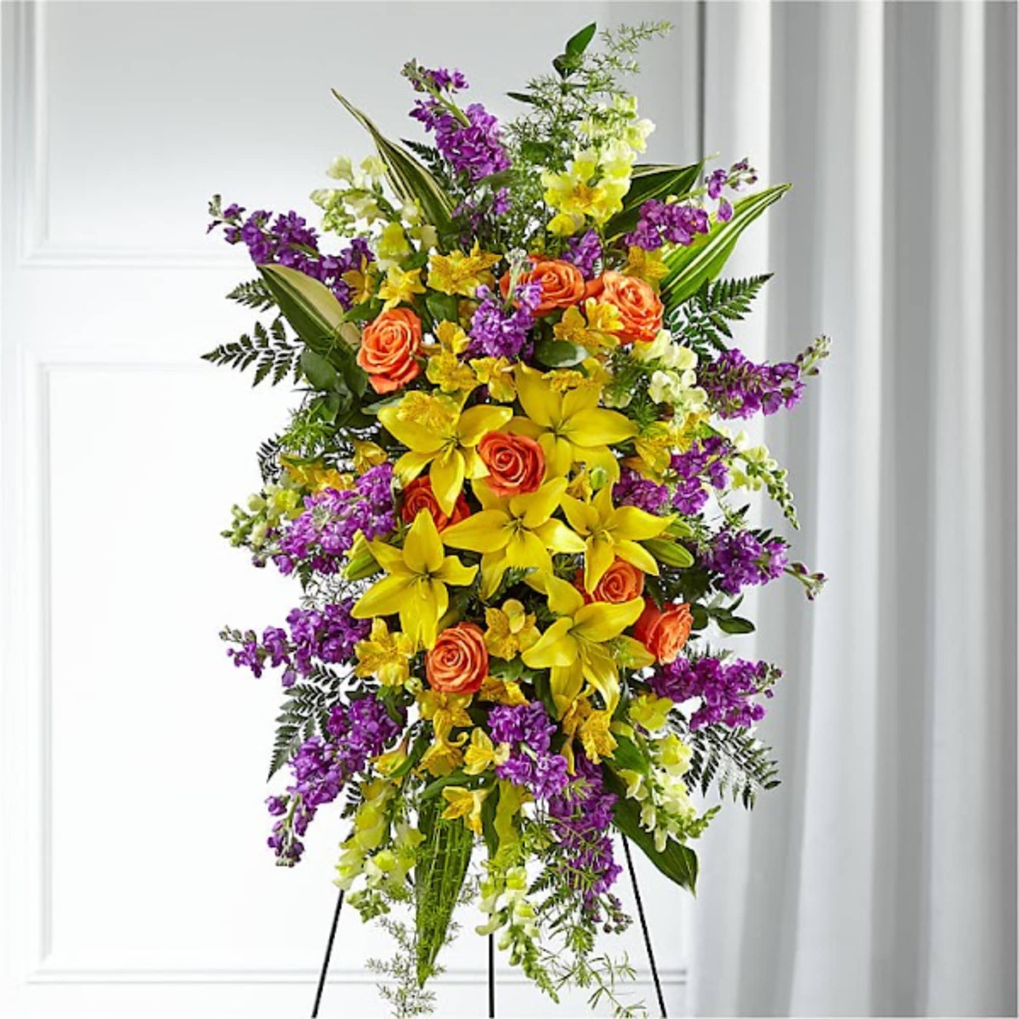 Our Thoughtful Prayers Standing Spray beautifully remembers their passion and radiance within Our Thoughtful Prayers Standing Spray beautifully remembers their passion and radiance within
