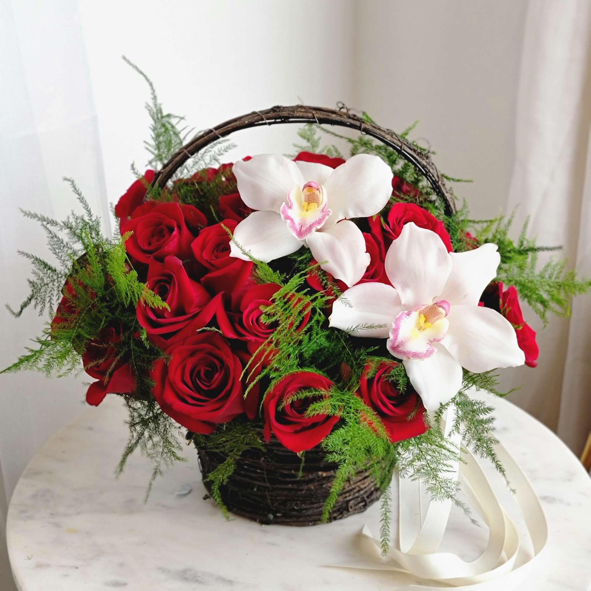 Red roses are considered a classic version of a bouquet that can