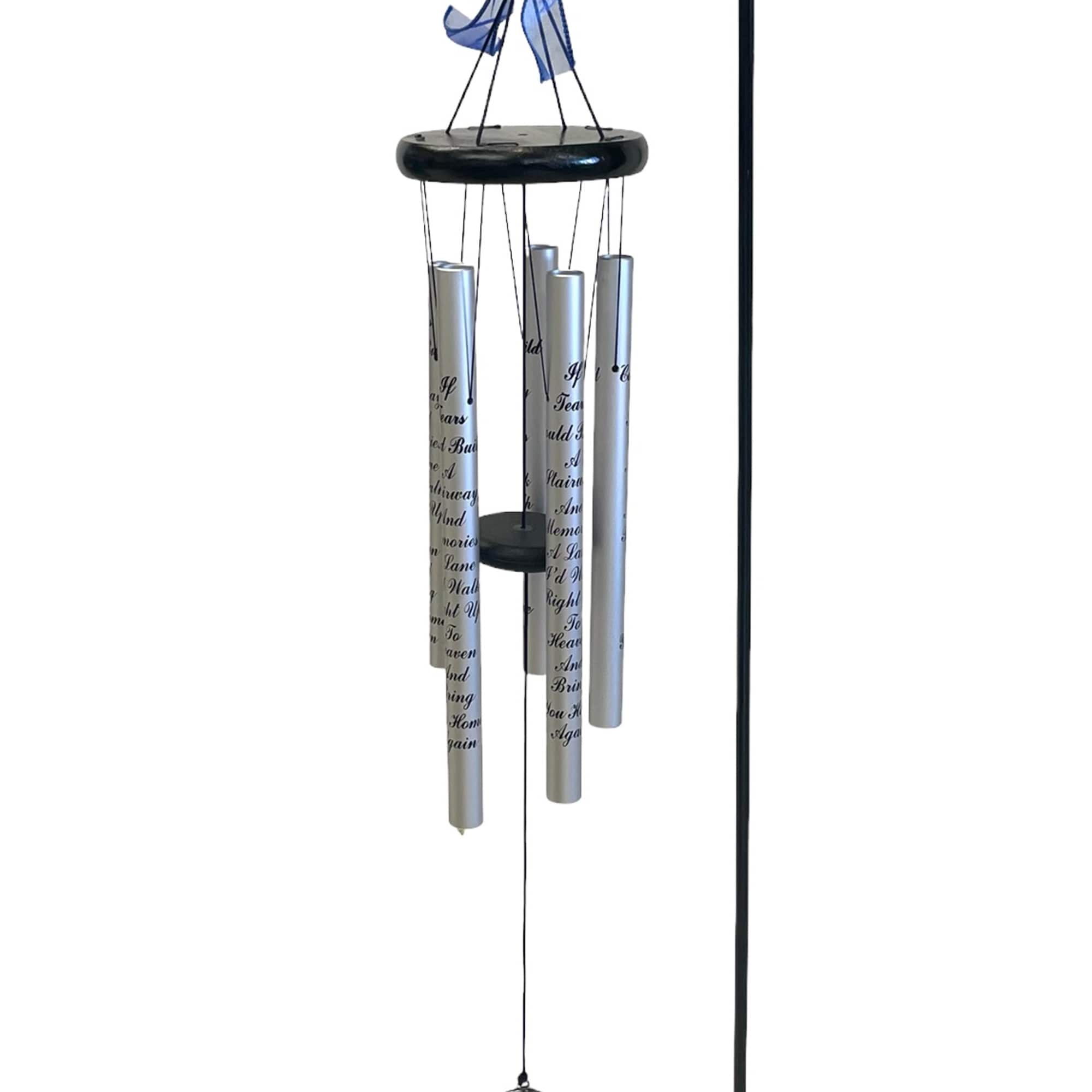 Stained Glass Windchime with If Tears Could Build a Stairway etched in Stained Glass Windchime with If Tears Could Build a Stairway etched in
