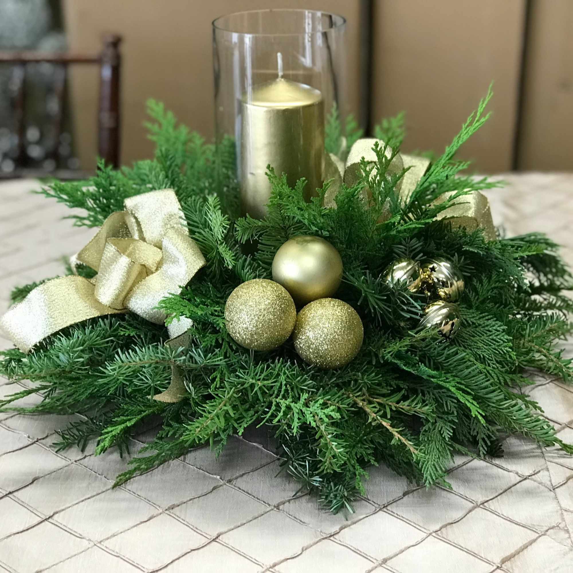 Christmas Gold Centerpiece in Orange, CA Tustin Florist