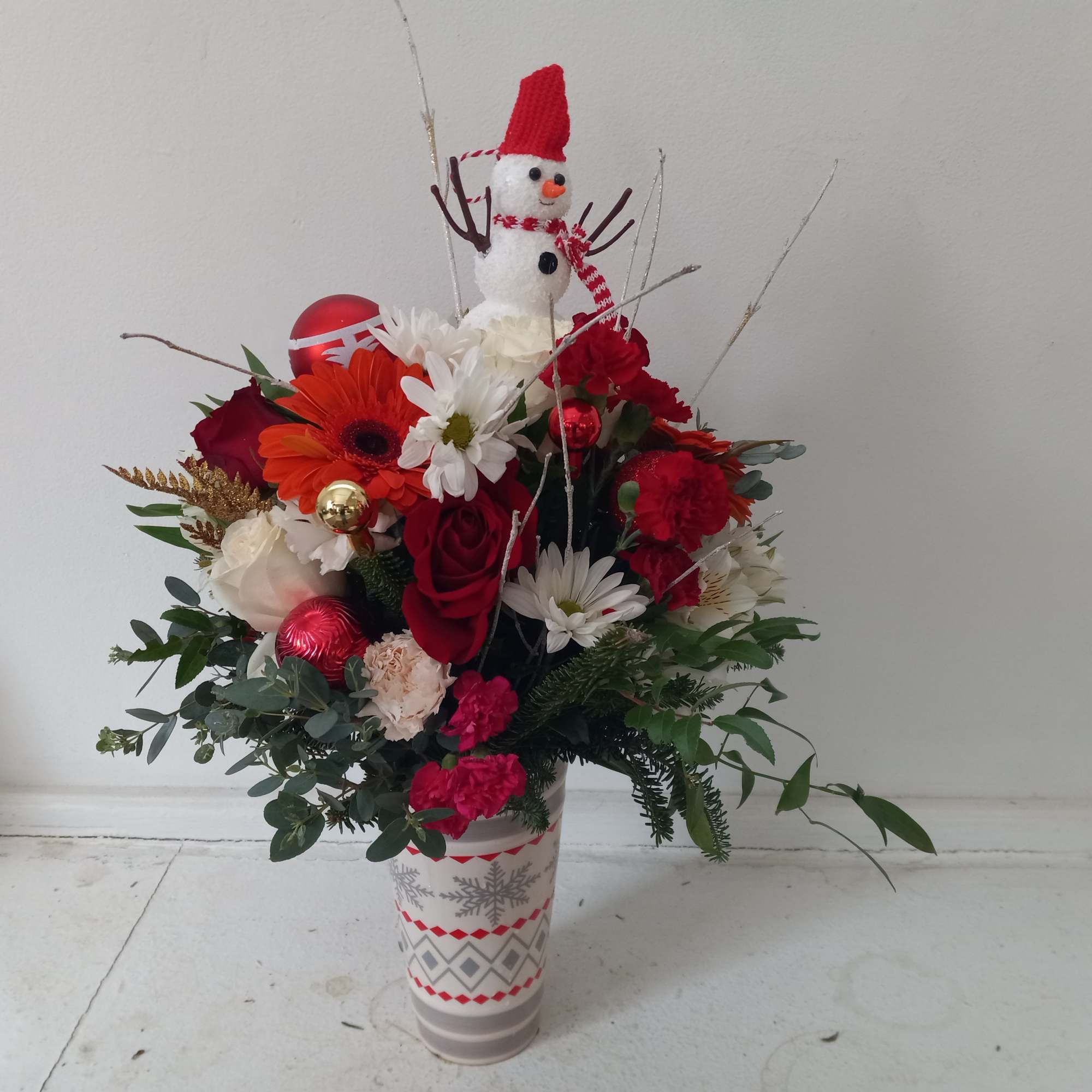 Tall Latte Christmas/New Year decorated cup with the festive seasonal arrangement