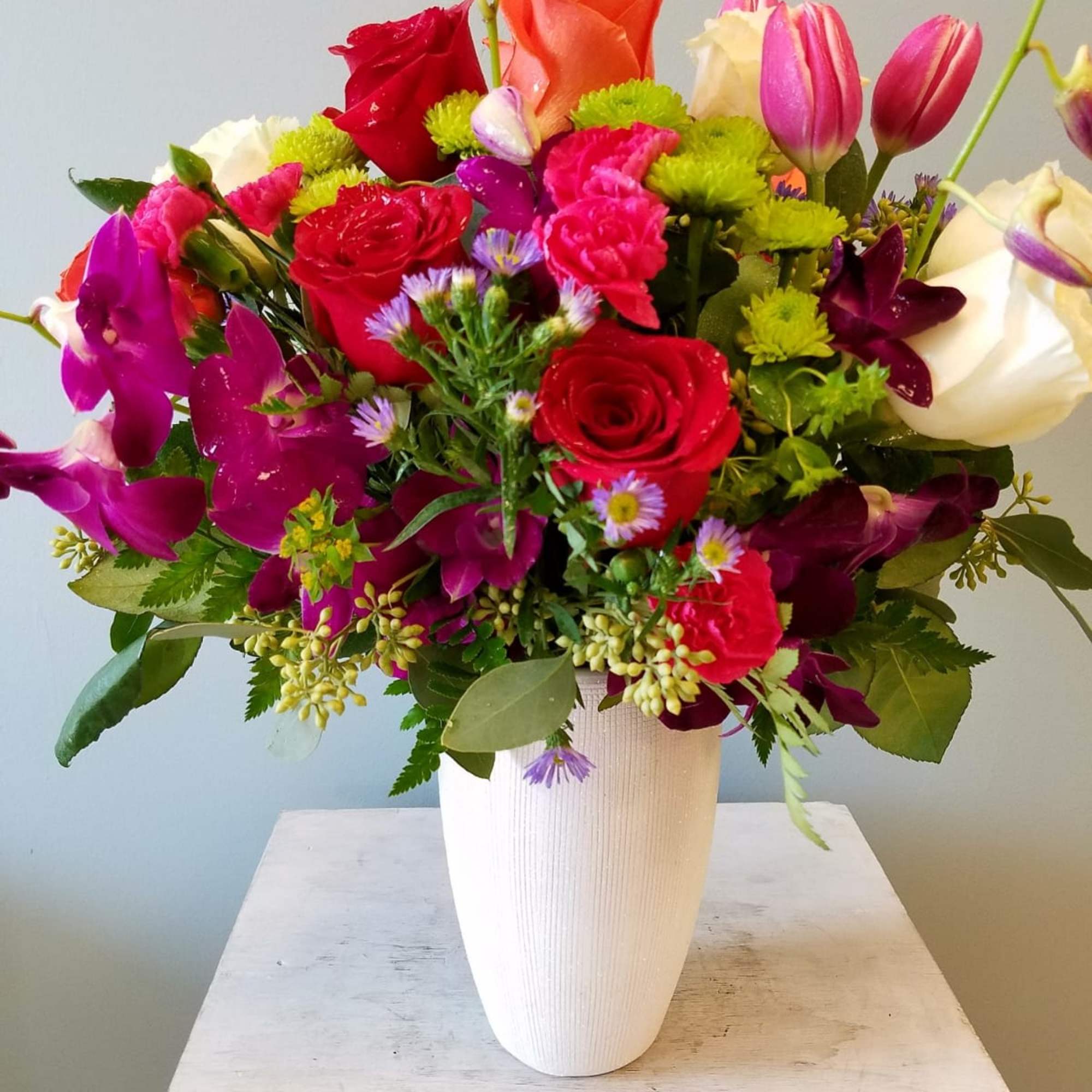 Tulips roses and orchids