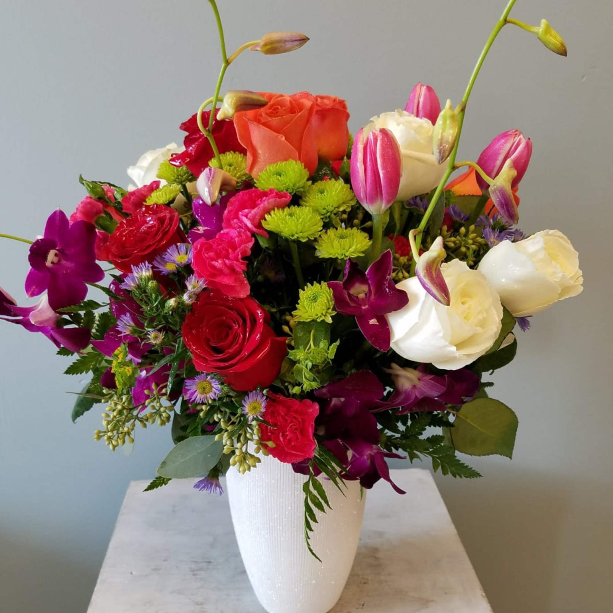 Tulips roses and orchids