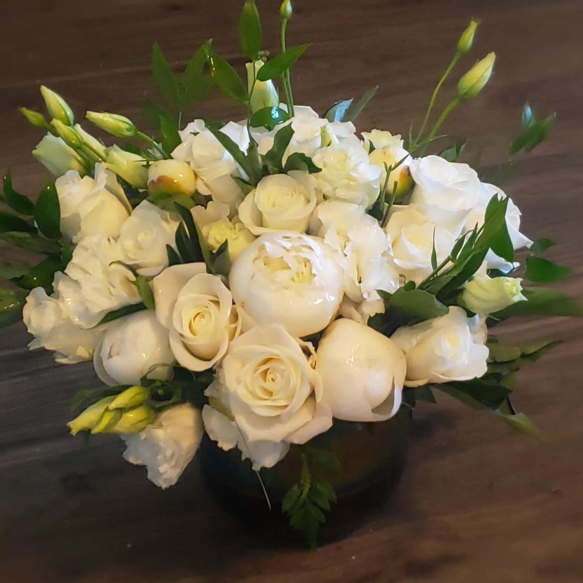 Beautiful white lush arrangement great for any  occasion. *peonies are in Beautiful white lush arrangement great for any  occasion. *peonies are in