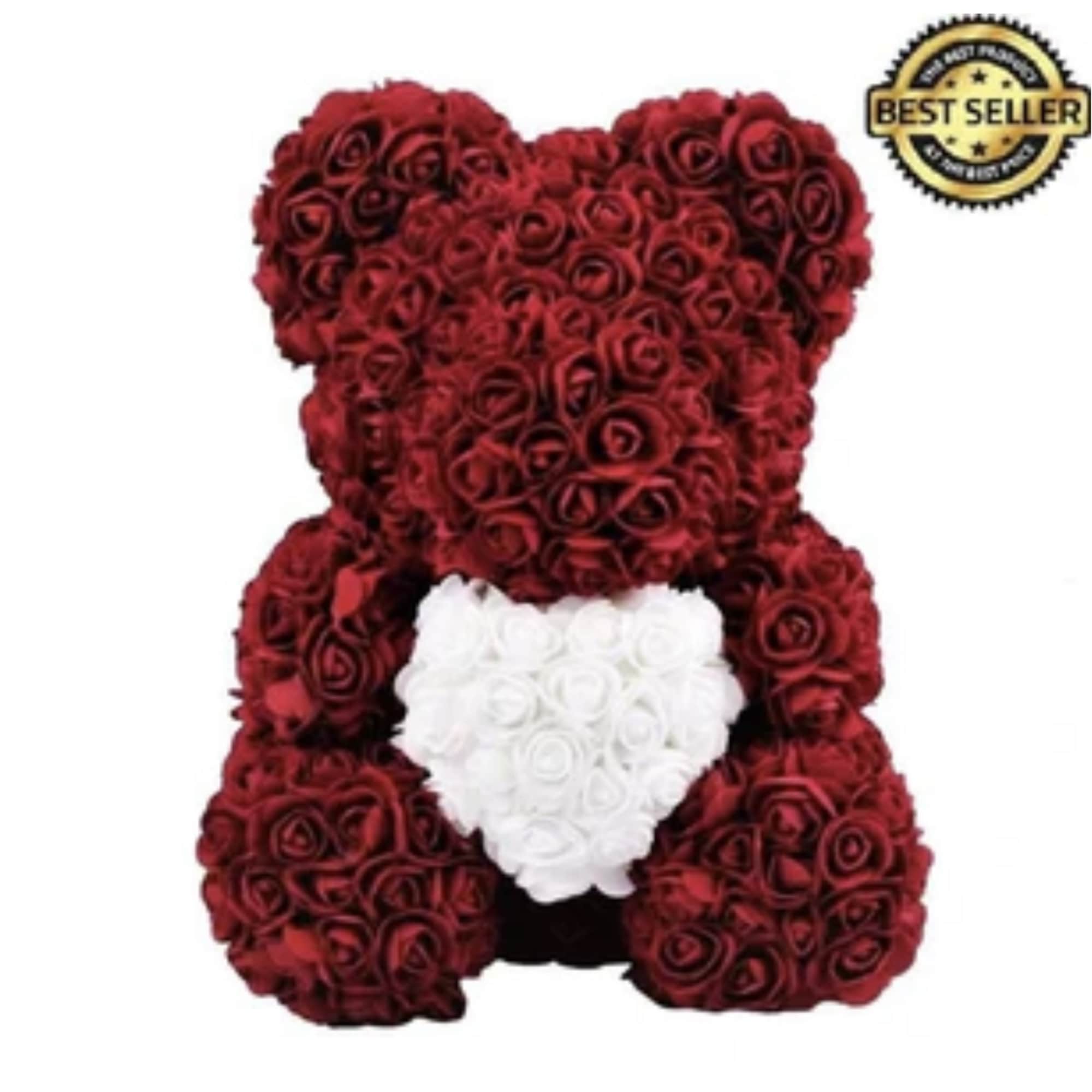 Gorgeous teddy bear handmade of roses that last forever.
15x12