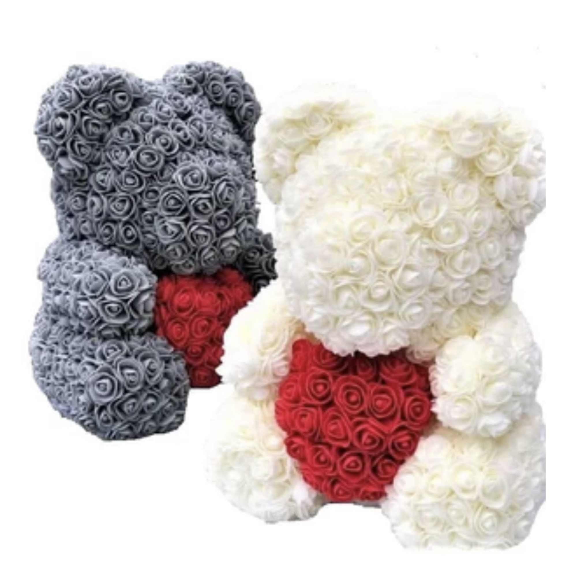 Gorgeous teddy bear handmade of roses that last forever.
15x12