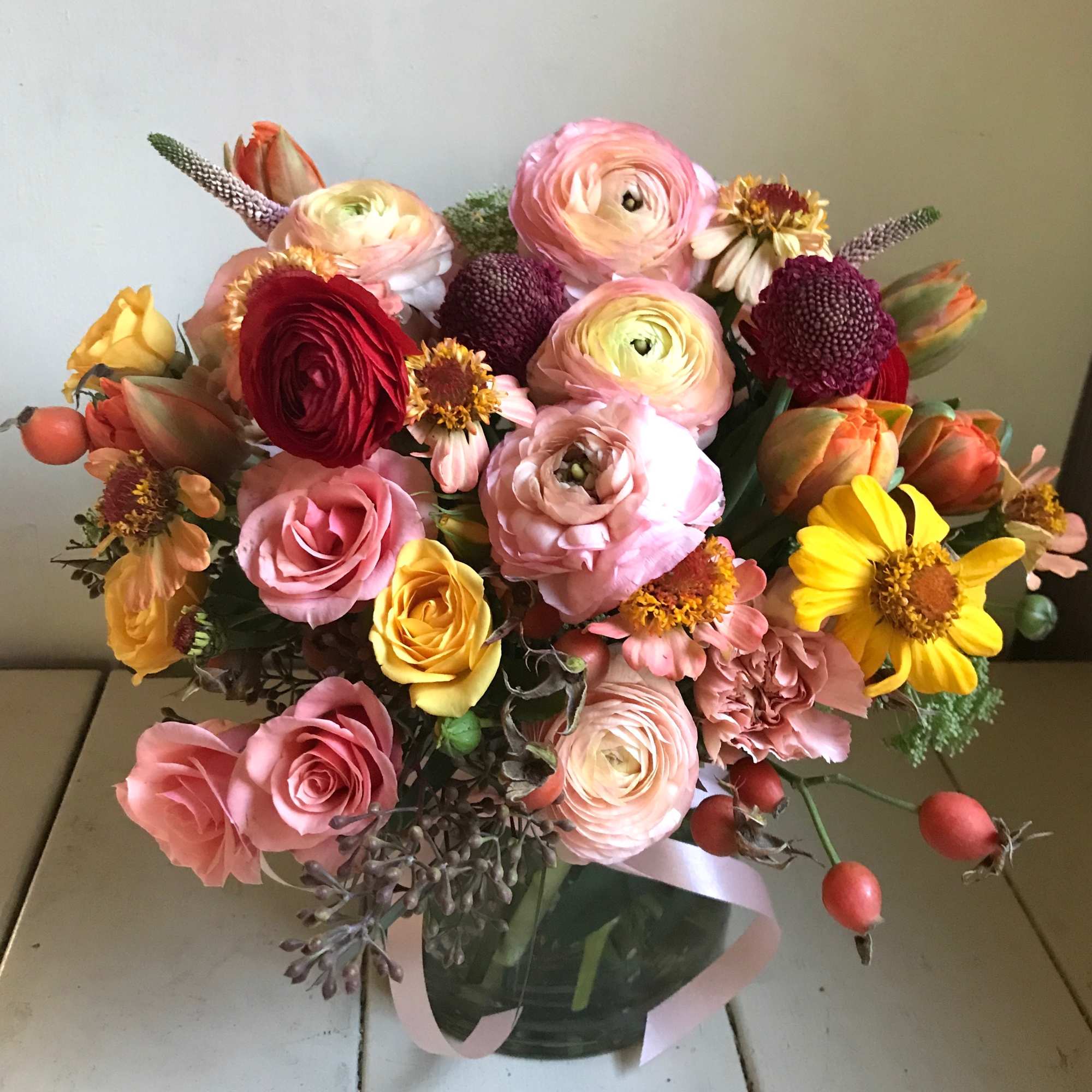 Get a beautiful, fresh large sized Blomst arrangement of seasonal pastels or Get a beautiful, fresh large sized Blomst arrangement of seasonal pastels or