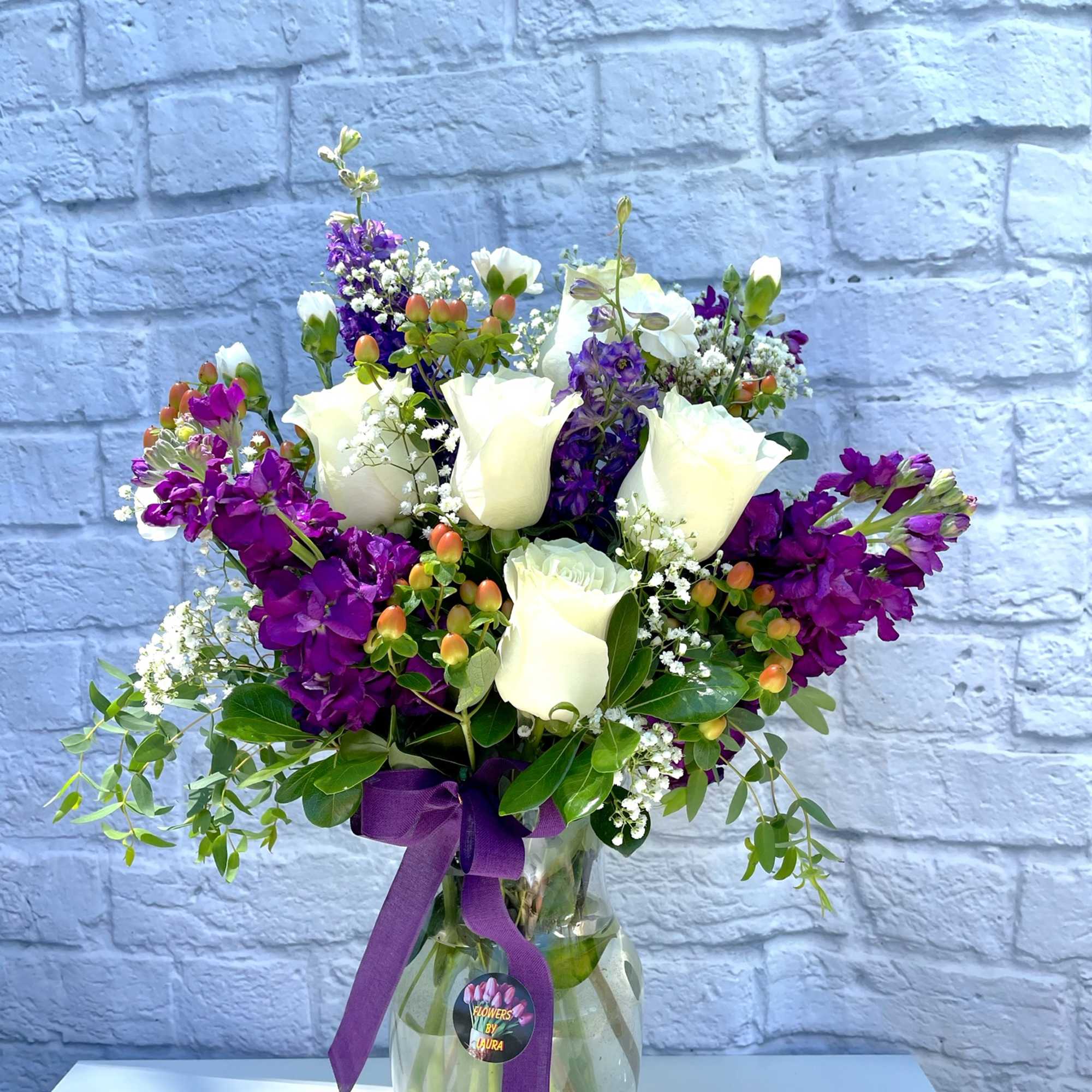 Includes purple pink and white flowers. 