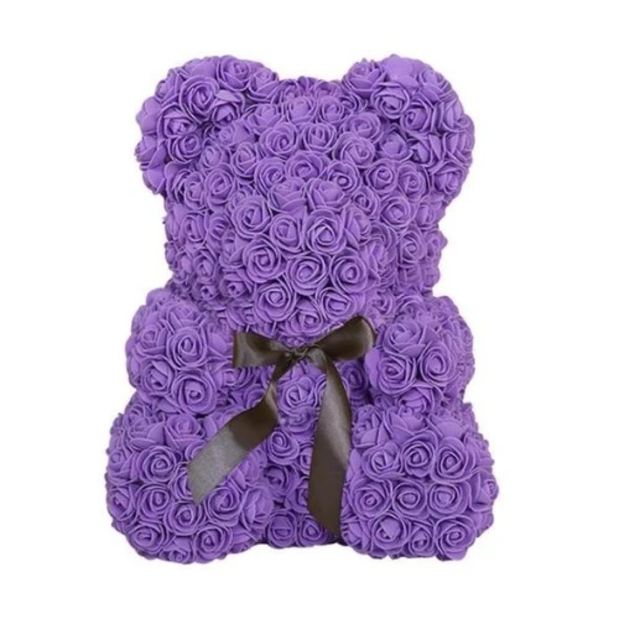 Stunning purple rose bear made of soft synthetic roses. These custom-made bears