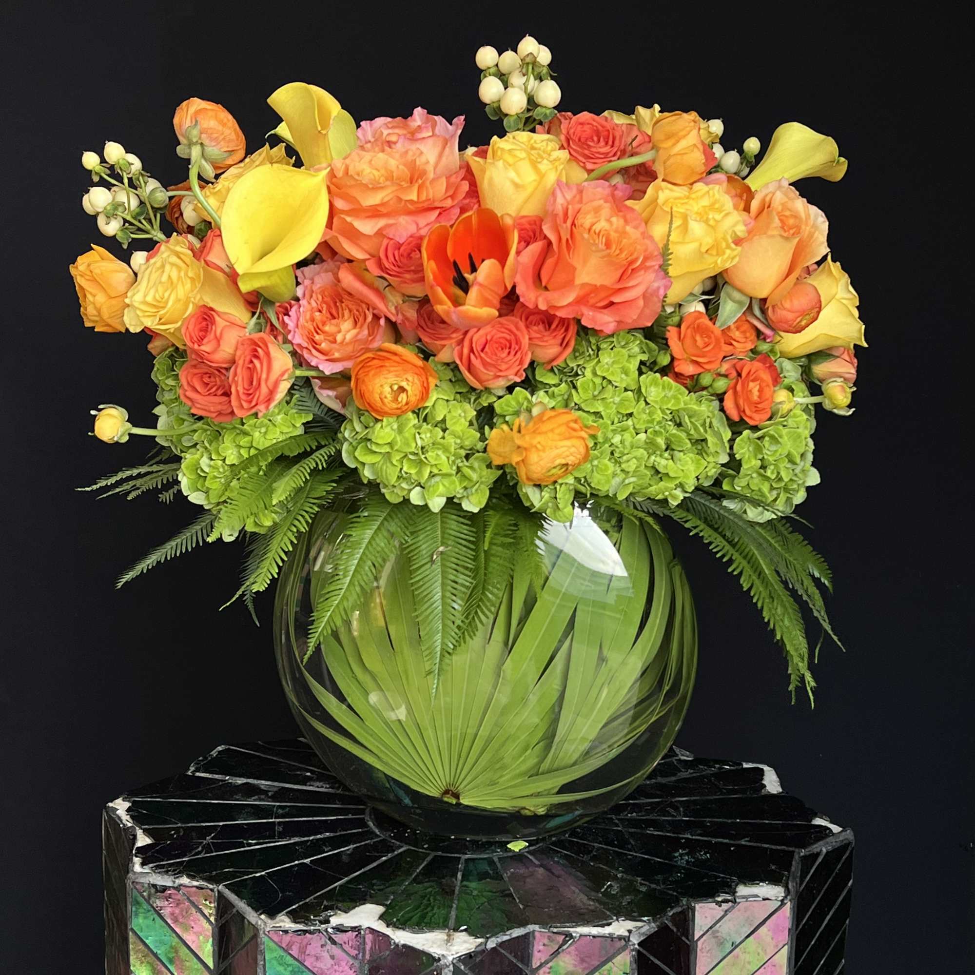 A modern and elegant burst of sunshine with luxurious orange and yellow