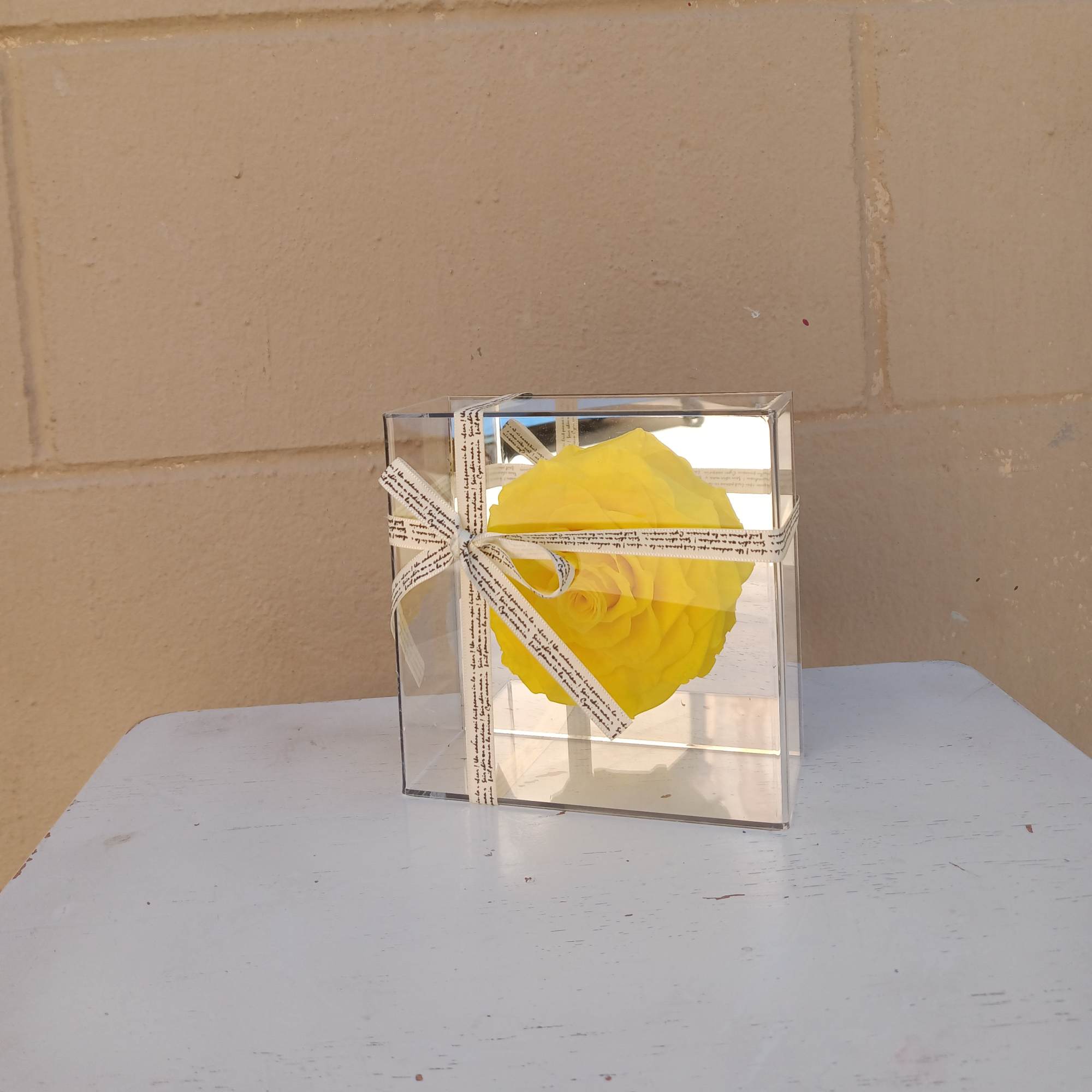 real roses preserved to last two plus years. 

Comes in a Decorative