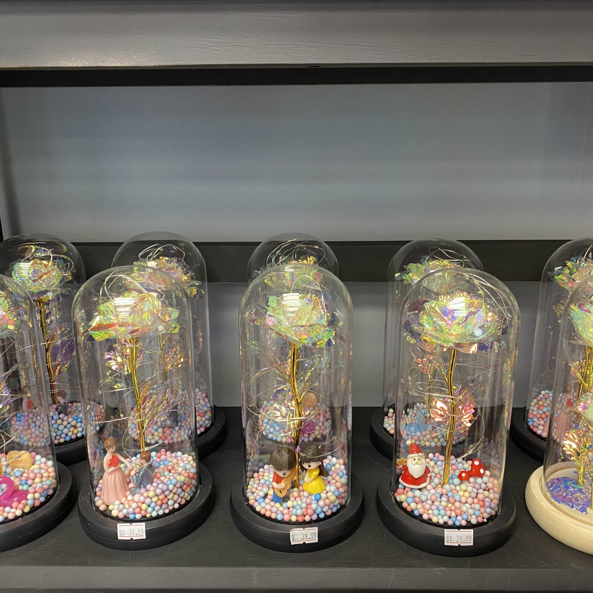 Beautiful artificial roses that are wrapped around LED lights in your choice