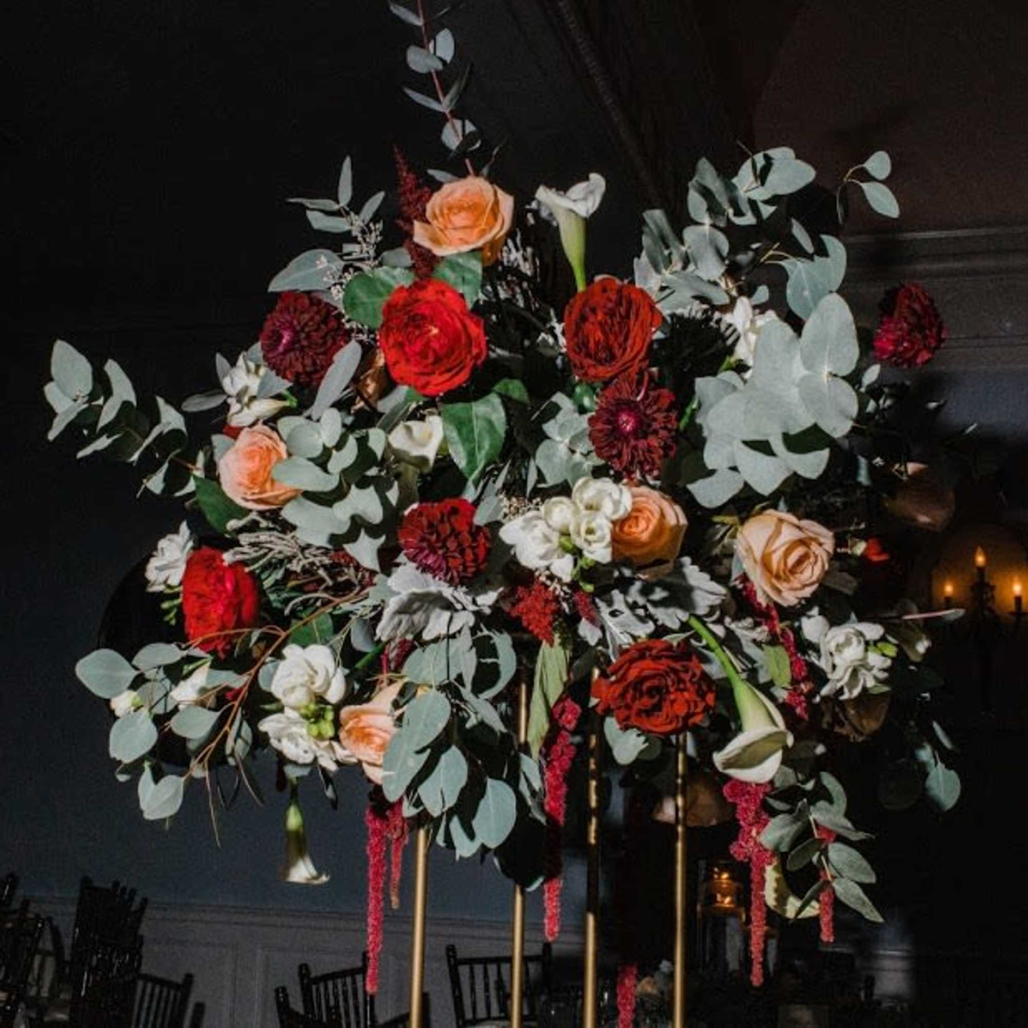 mix flowers dahlias, freesia, roses 