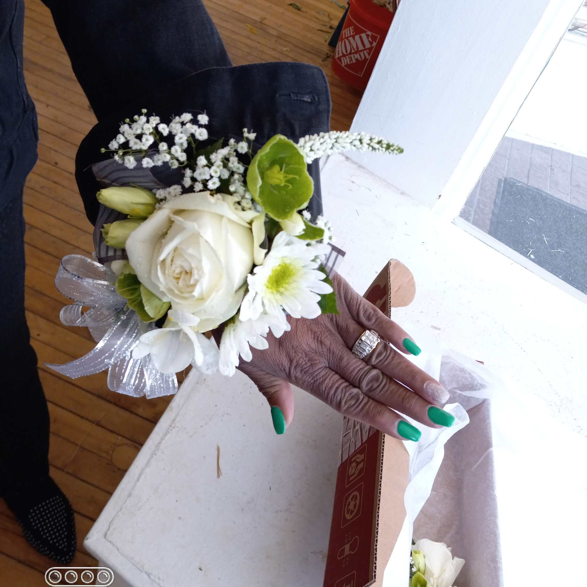 White rose corsage for any occasion 