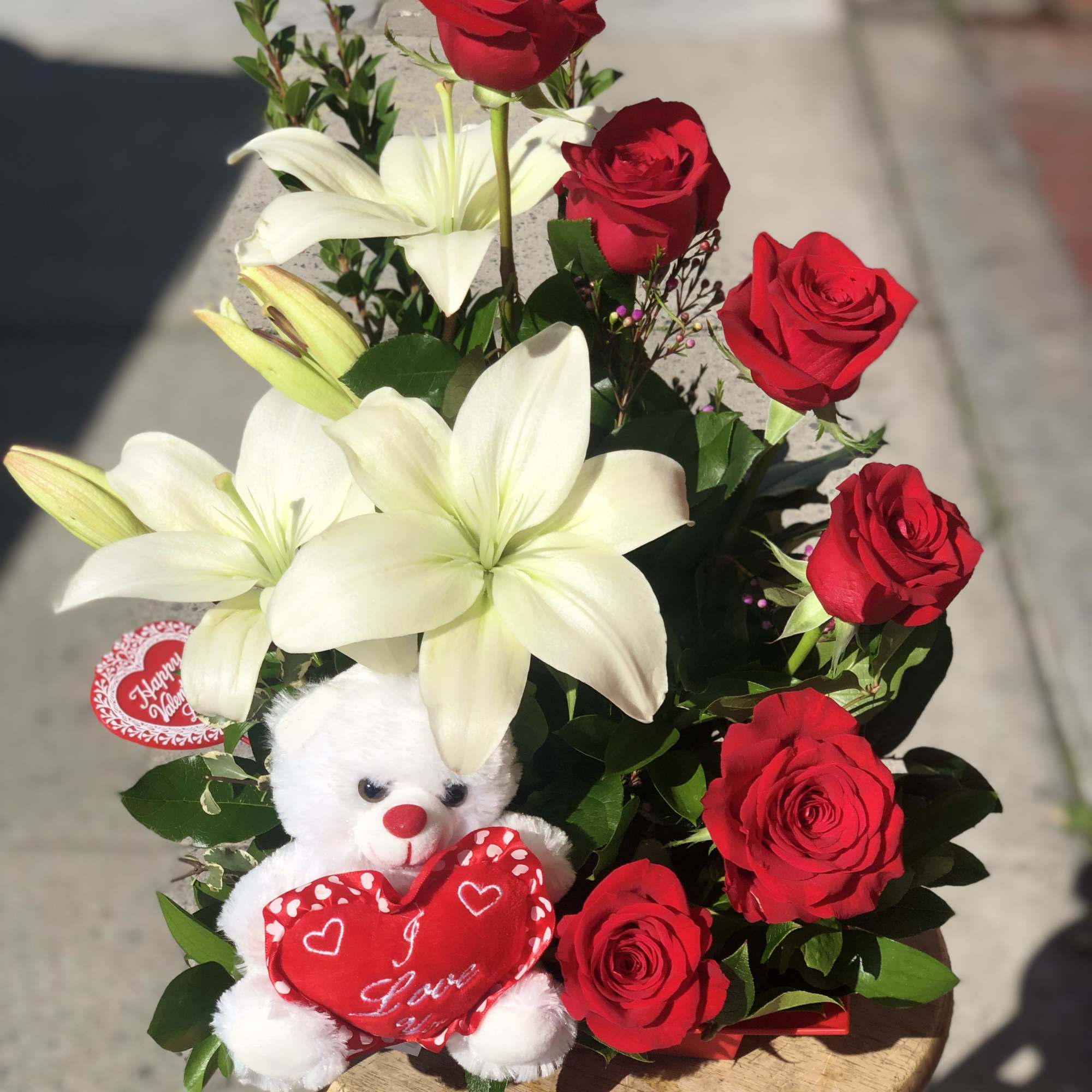 Red roses and white lilies