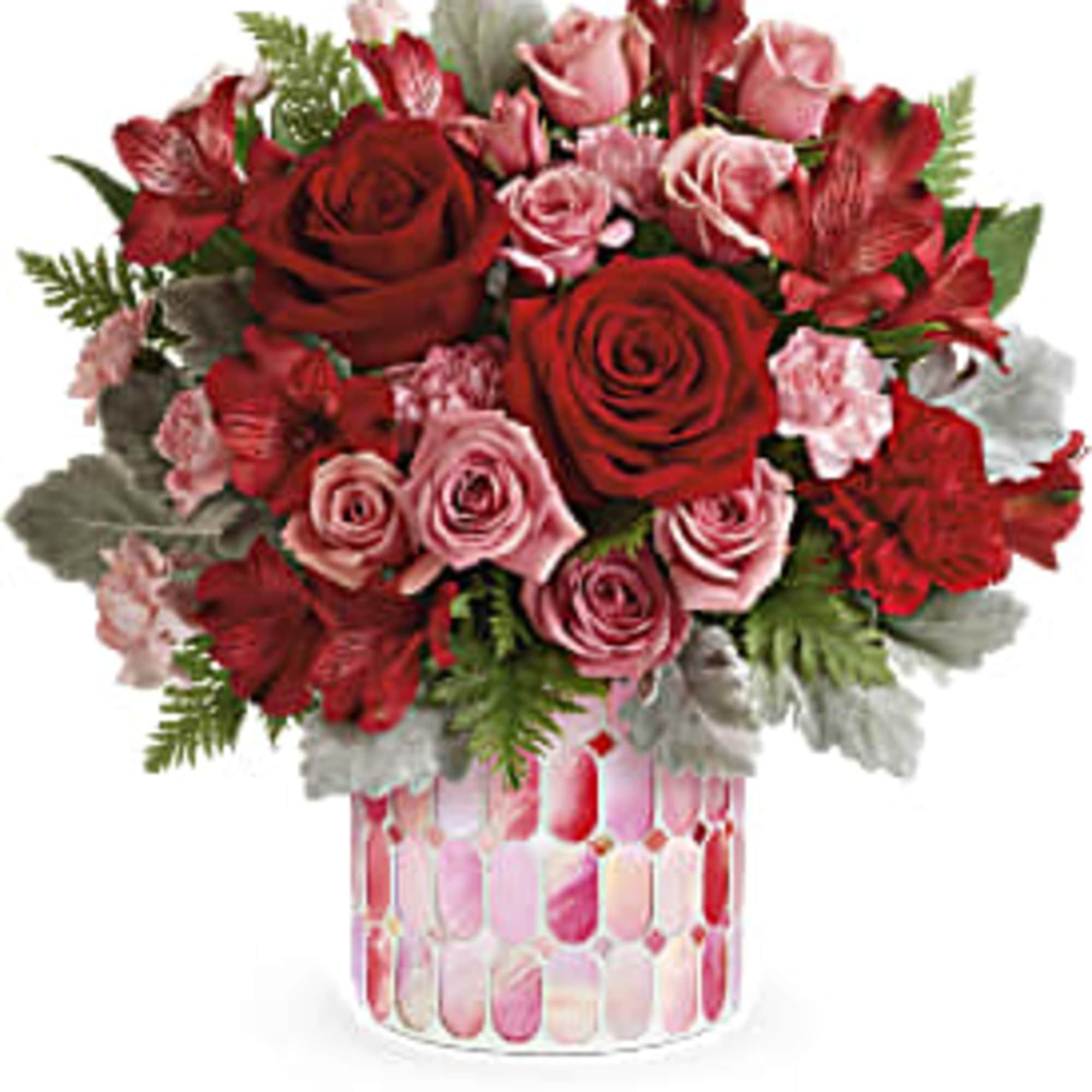 Swirling in subtle pink hues and bursting with a lavish bouquet of