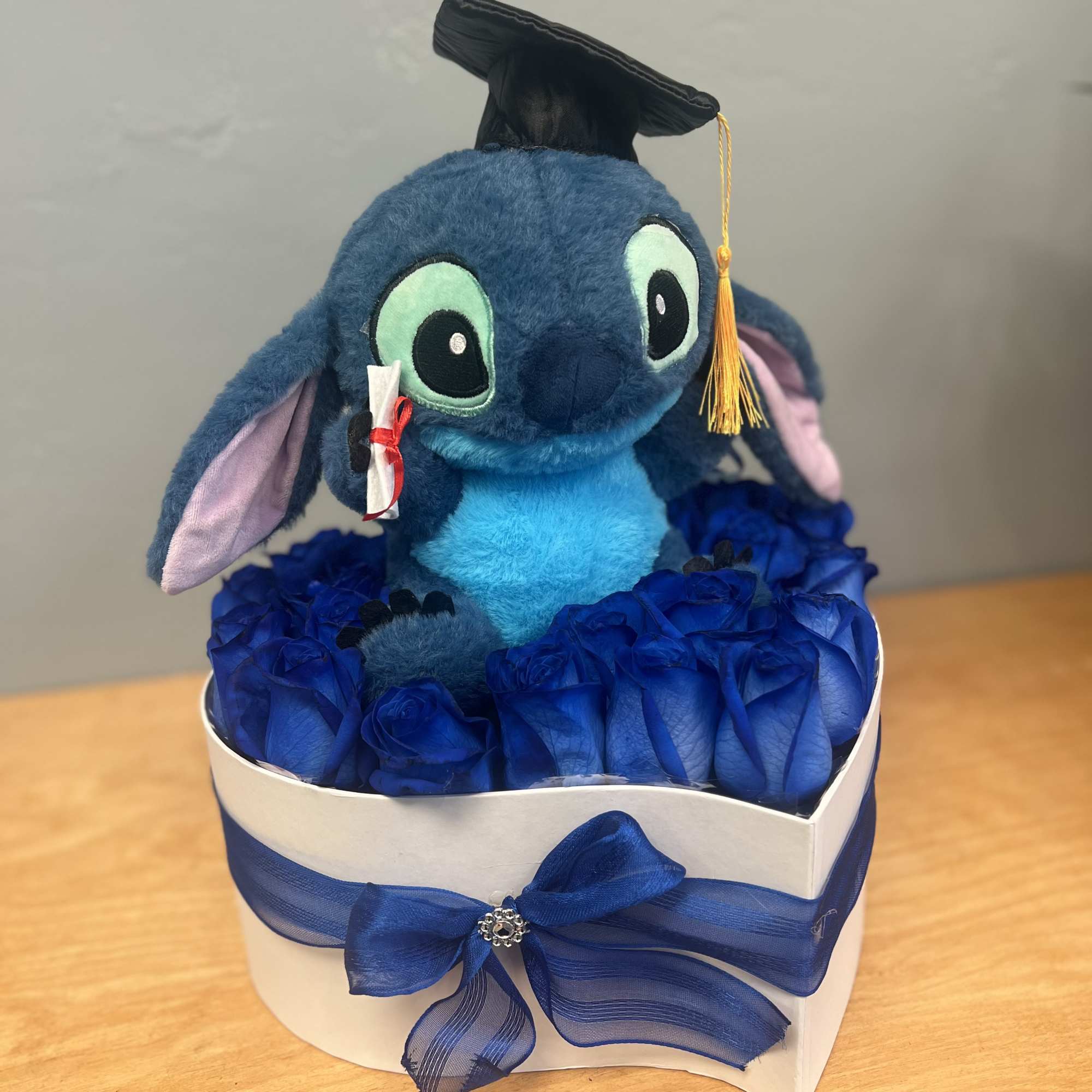 Graduation Stitch with blue vibrant roses. Graduation Stitch with blue vibrant roses.