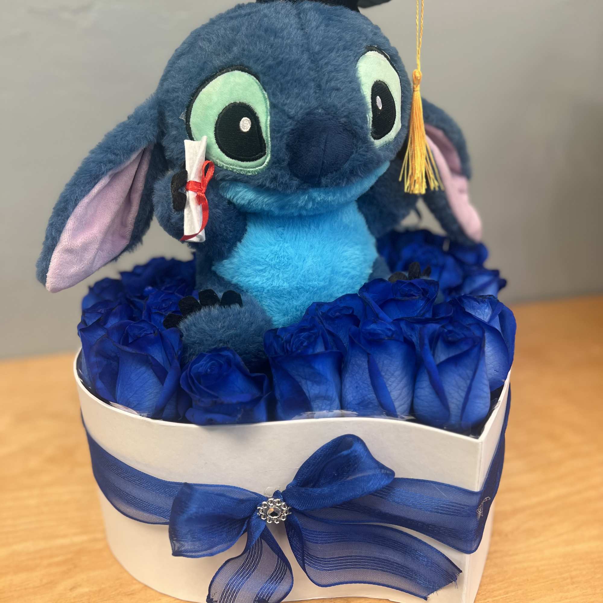 Graduation Stitch with blue vibrant roses. Graduation Stitch with blue vibrant roses.