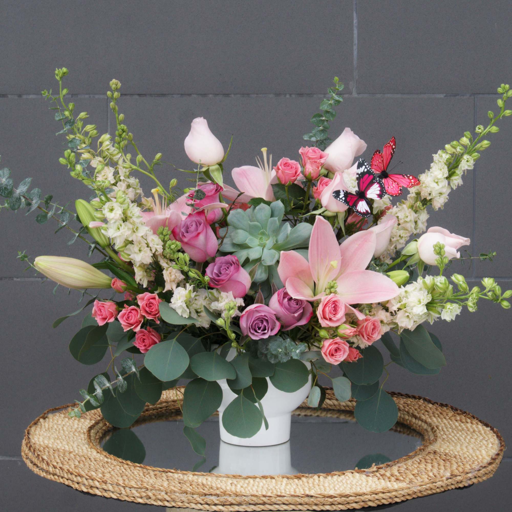 Soft and sweet pastel colors of lily, rose, snapdragon, succulent... and nice Soft and sweet pastel colors of lily, rose, snapdragon, succulent... and nice