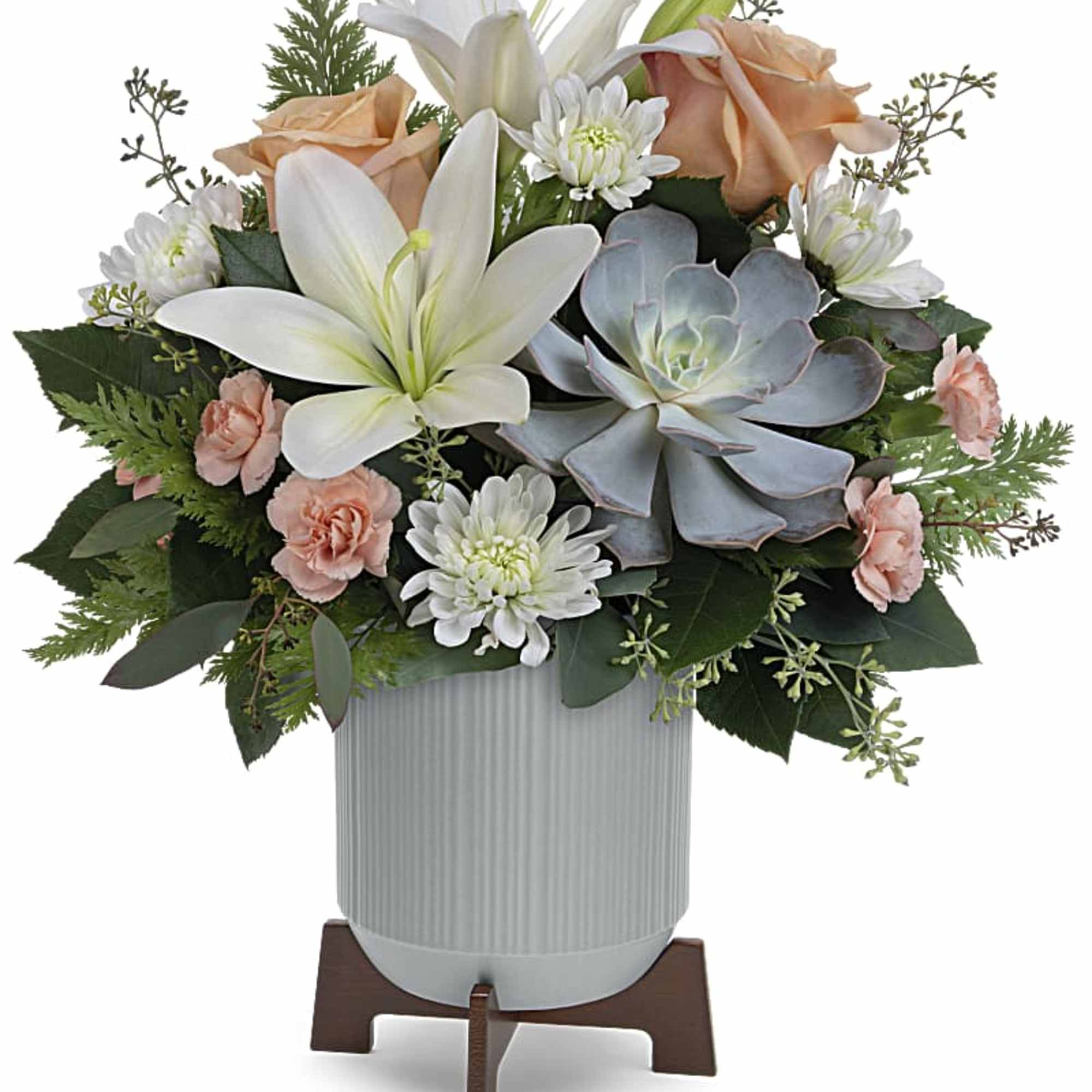 Sleek meets sweet! This modern Father&#039;s Day arrangement pairs a sculptural succulent